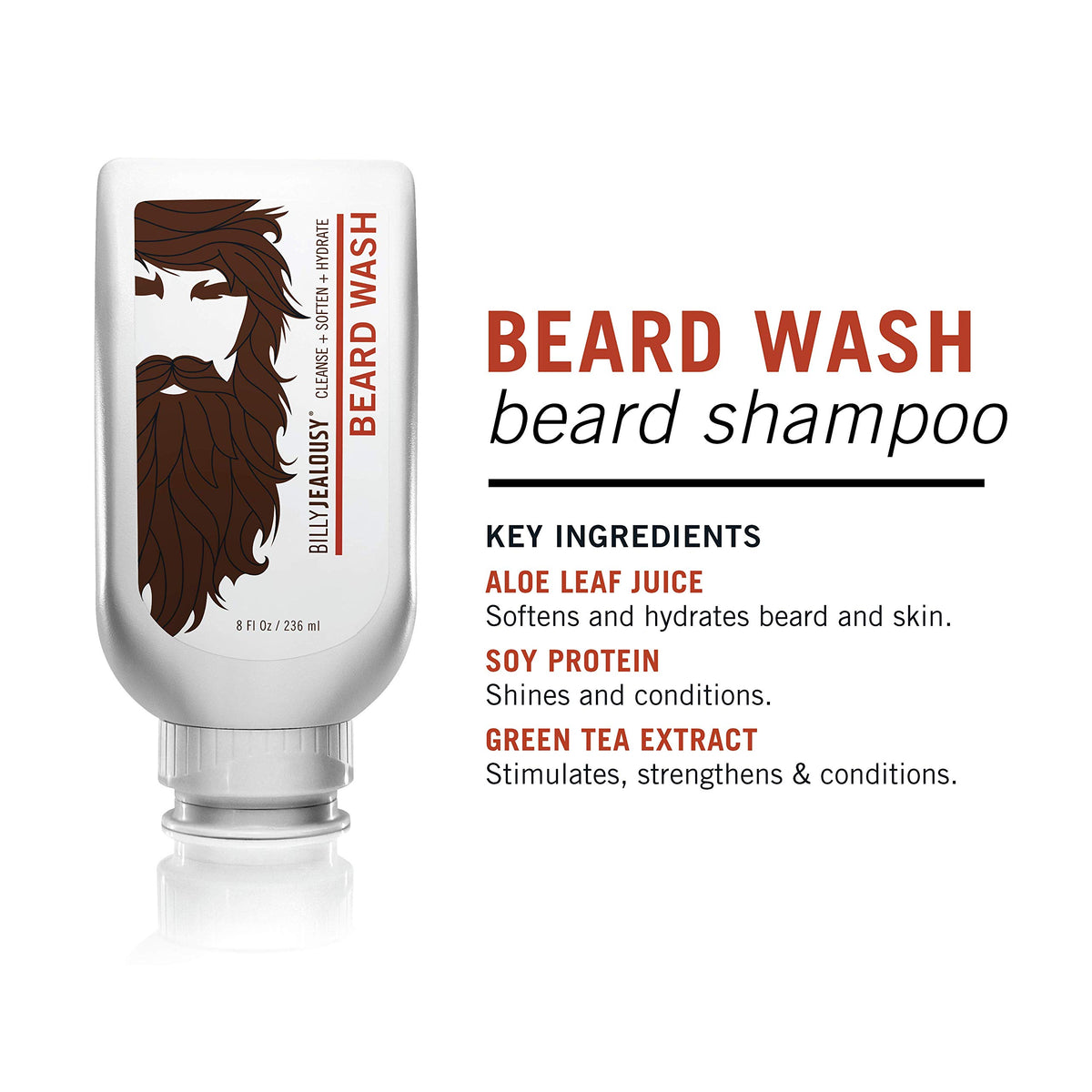White Smoke Billy Jealousy Beard Wash Hydrating Mens Beard Shampoo 8 Fl Oz (Pack of 1)