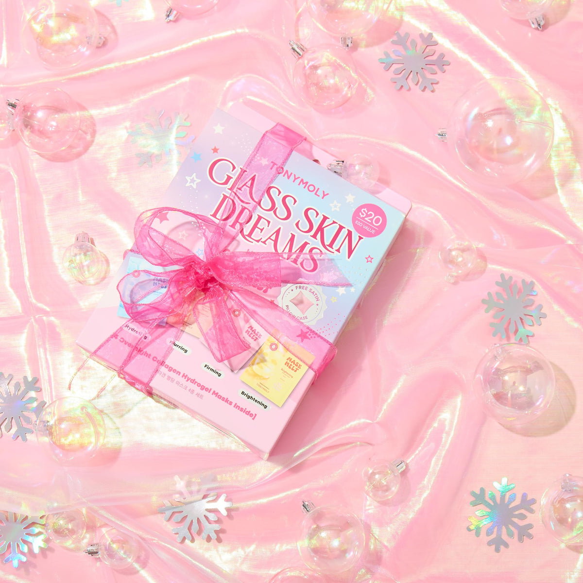 Pink TONYMOLY Glass Skin Dreams Korean Overnight Face Mask Set - Collagen, PDRN