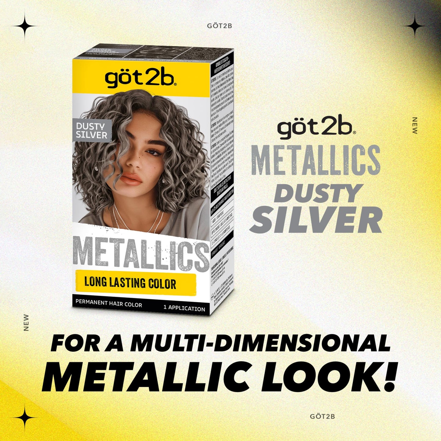 Seashell Got2b Metallics Permanent Hair Color, M72 Dusty Silver