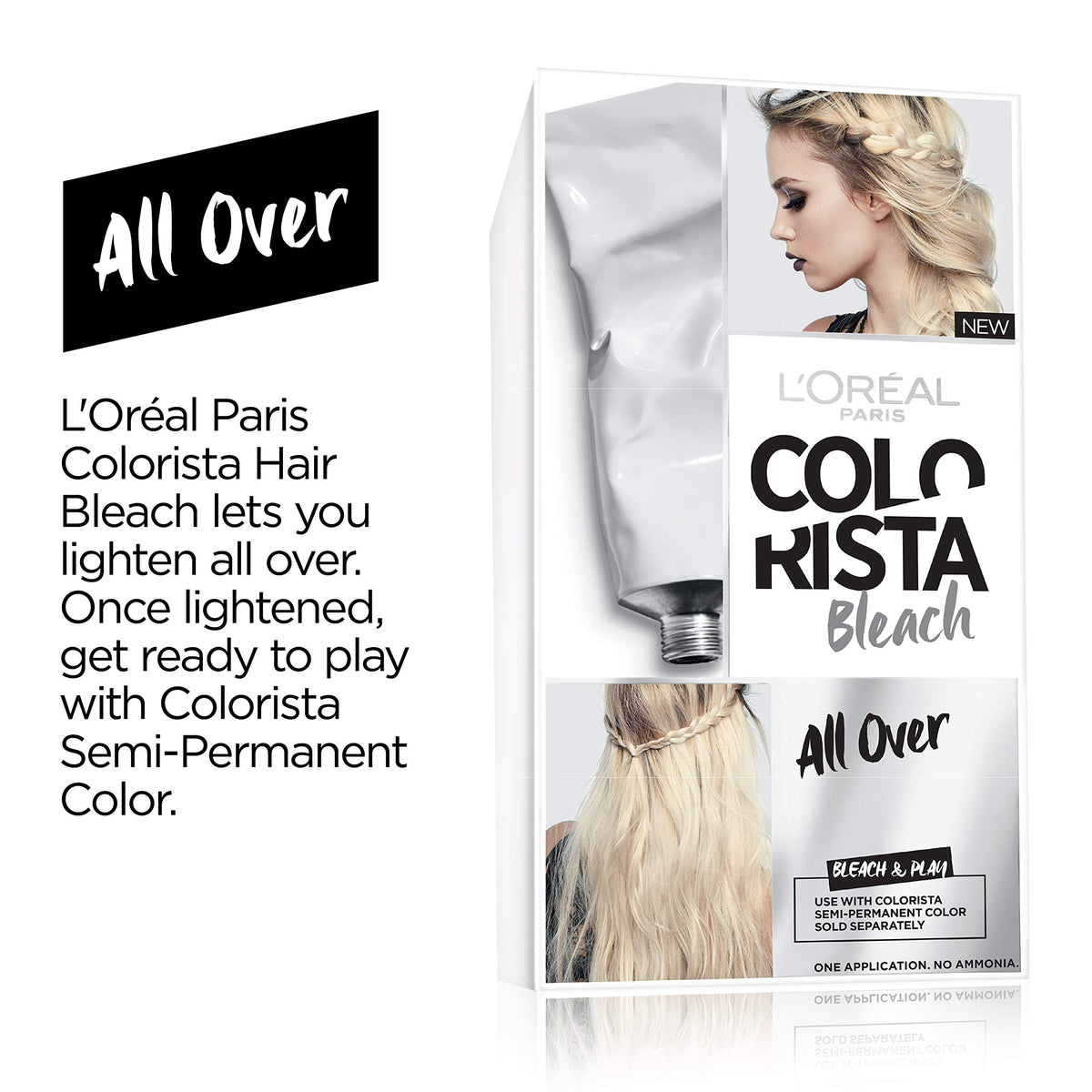White Smoke L'Oreal Paris Colorista Hair Bleach, Hair Dye Kit for All Over Blonde Hair Color, 1 Hair Bleach Kit