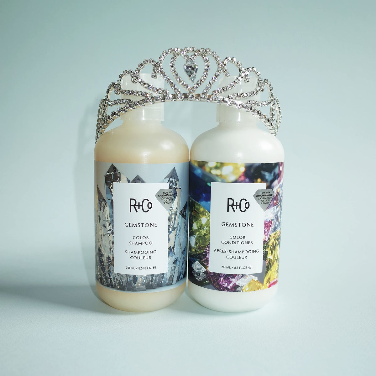 Light Gray R+Co GEMSTONE Color + Repair Shampoo/Conditioner Tandem Packette