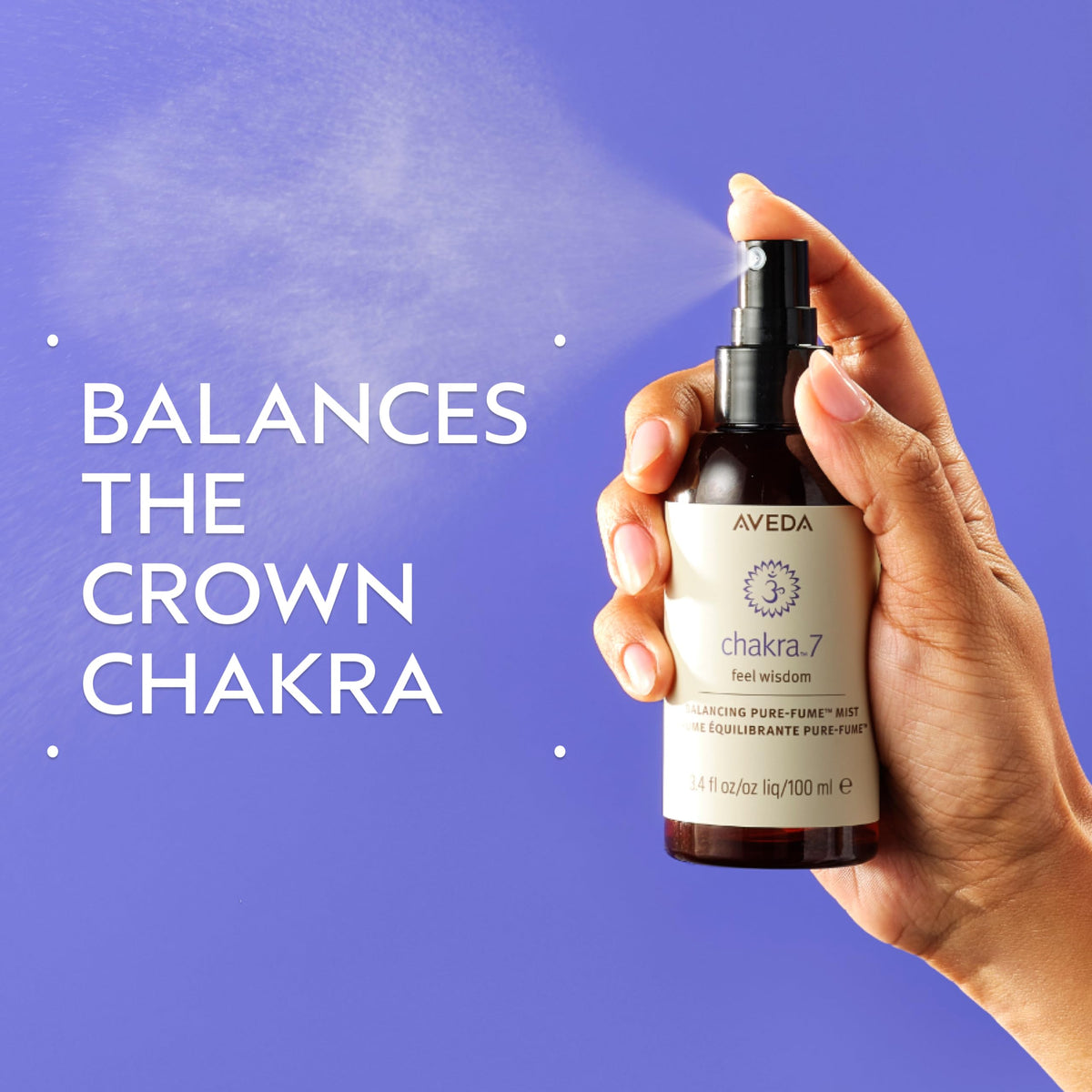 Medium Slate Blue Aveda Chakra 7 Balancing Pure-Fume Mist: Connection | Body & Room Spray | Balances Crown Chakra | With Olibanum, Certified Organic Elemi & Angelica, 3.4 Fl Oz