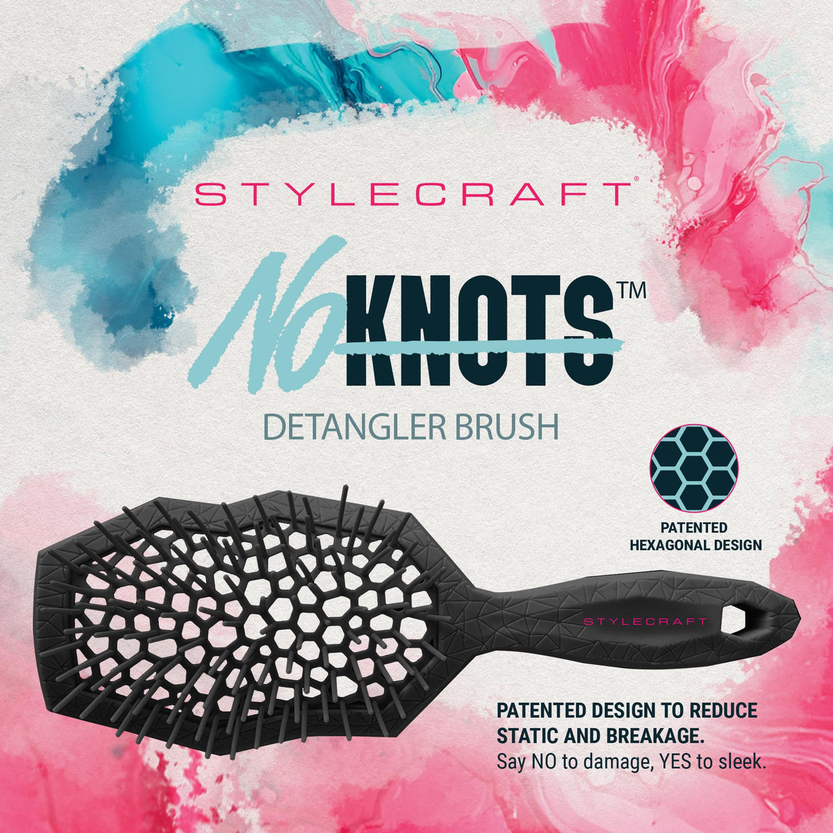 Lavender StyleCraft NoKNOTS Detangler Brush Knot Free Hair Brush for Women