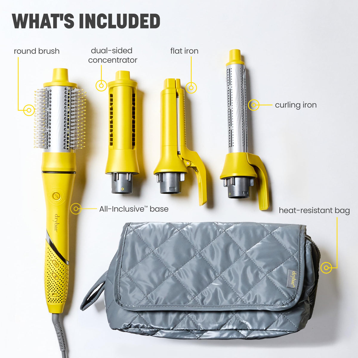 White Smoke Drybar All-Inclusive Multi-Styler, Wet-to-Dry Hair Tool, 4 Attachments