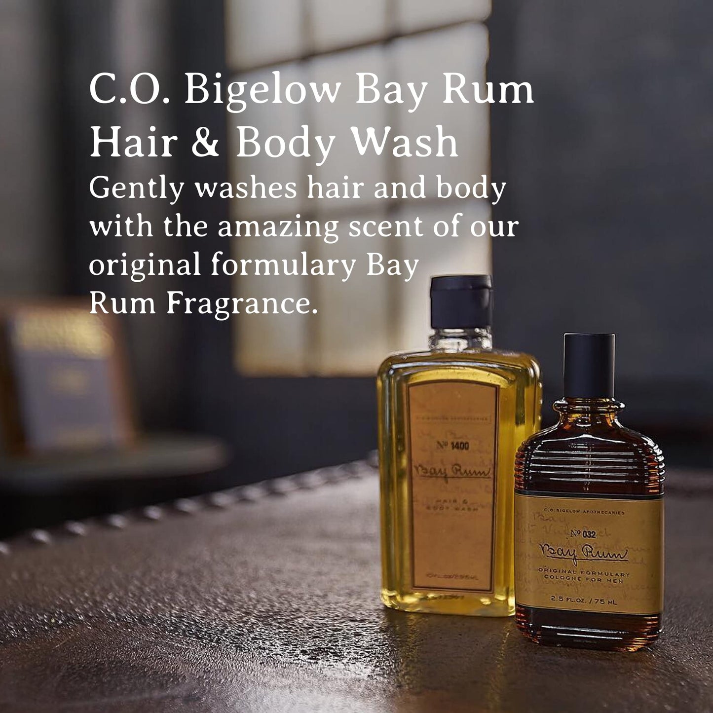 Dark Slate Gray C.O. Bigelow Bay Rum Hair & Body Wash for Men, Citrus Spice Scented Men's 2 in 1 Shampoo & Body Wash with Aloe Vera, 10 Fl Oz