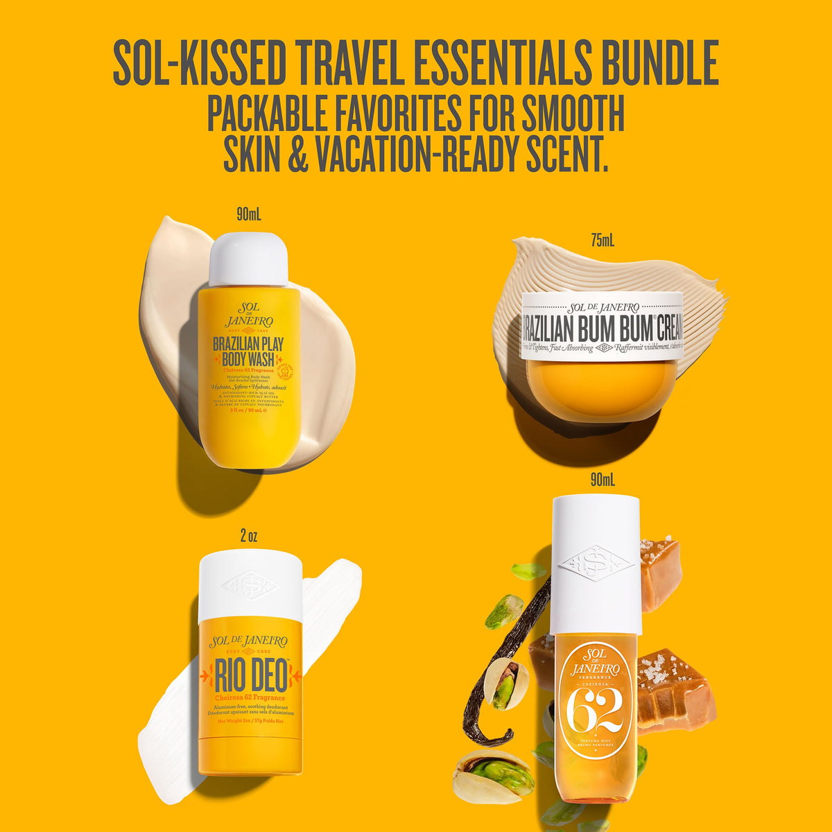 Orange Sol de Janeiro Cheirosa 62 Travel Essentials Bundle - TSA Friendly Sizes