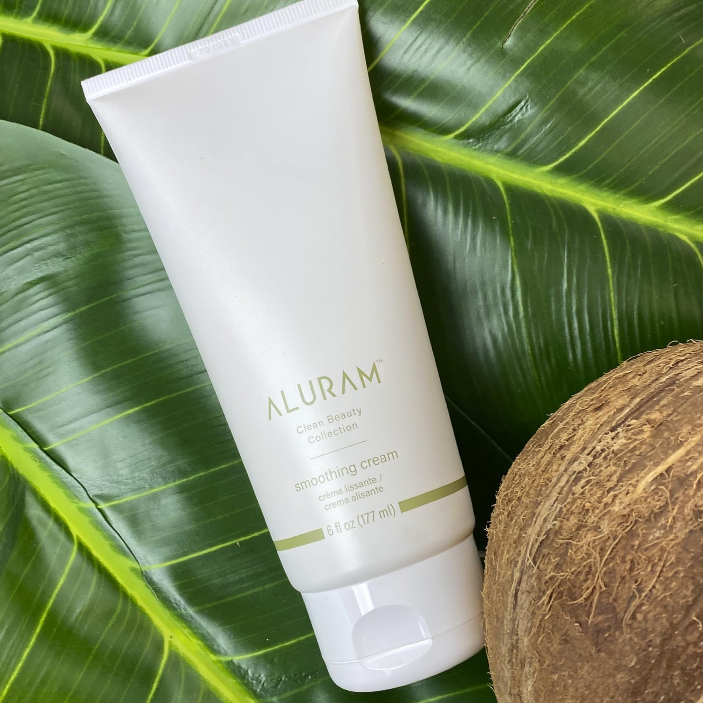 Light Gray ALURAM Coconut Water Smoothing Cream, Frizz-Free Shine for All Hair Types, 6 Fl Oz