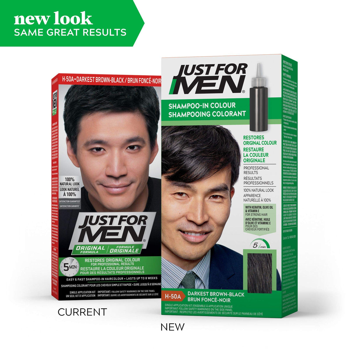 White Smoke Just For Men Shampoo-In #H-50 Haircolor Darkest Brown/Black (3 Pack)