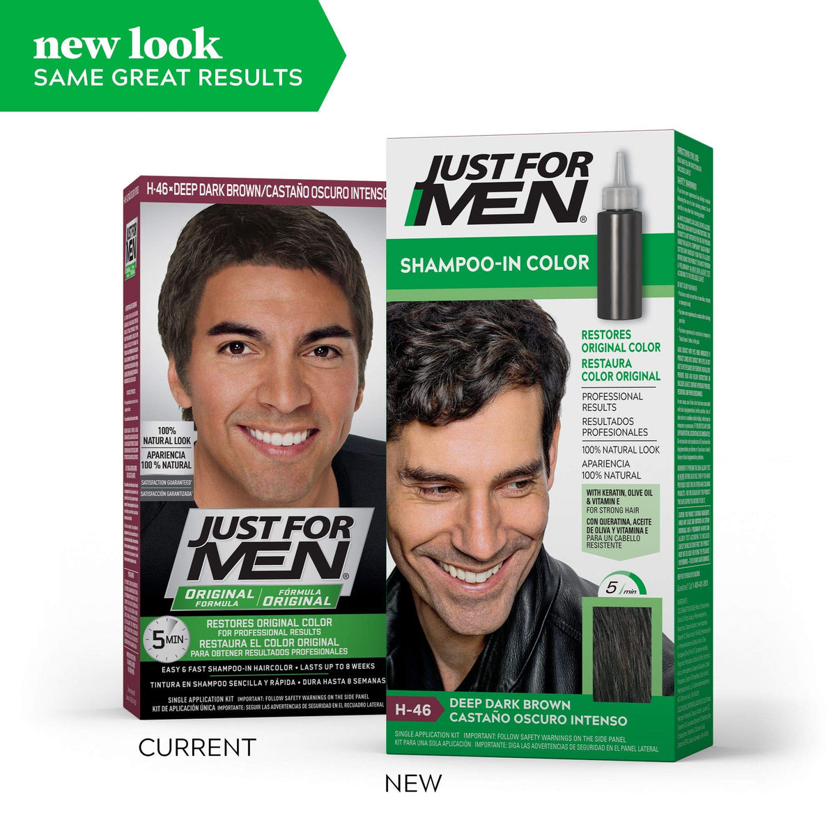 White Smoke Just For Men Shampoo In #H-46 Haircolor Deep Dark Brown (3 Pack)
