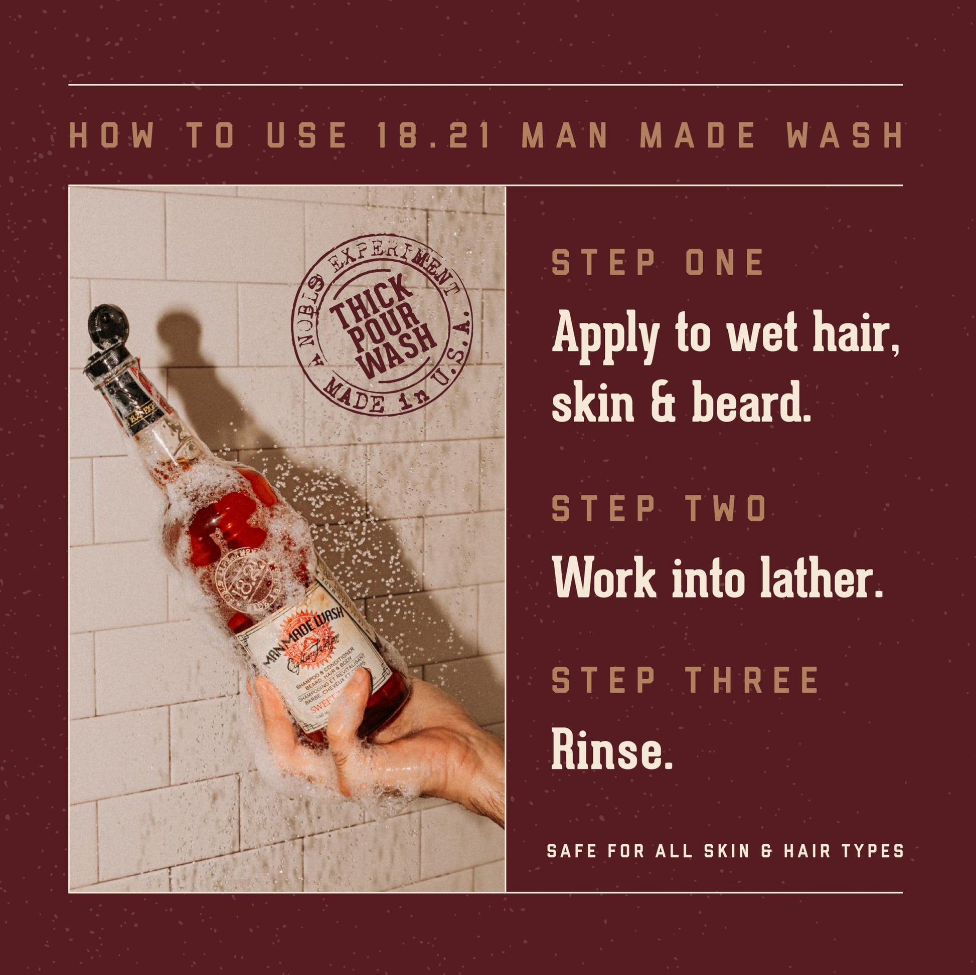 Dark Red 18.21 Man Made Man Made Wash - Sweet Tobacco Men 32 oz