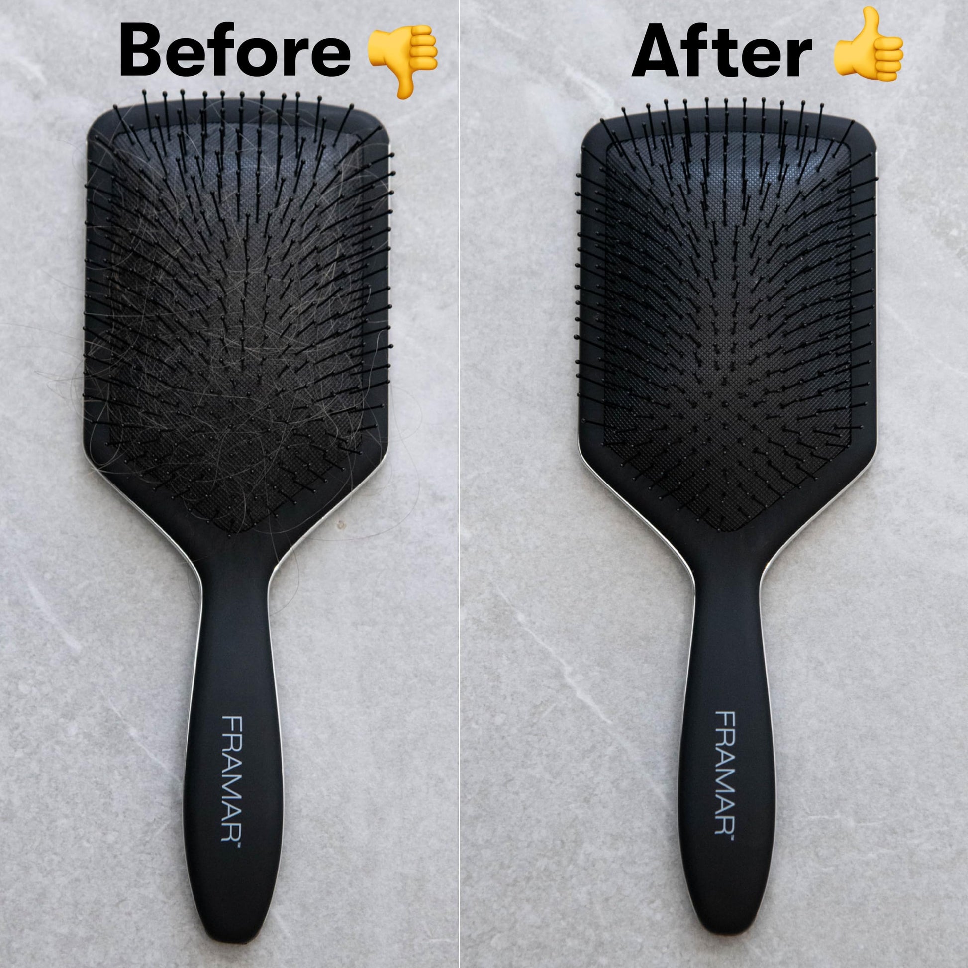 Gray FRAMAR Premium Hair Brush Cleaner Tool – Hairbrush Cleaner Tool, Brush Cleaner Tool for All Types, Comb Cleaner – 2 in 1 Design Removes Hair & Build up Instantly – Pink