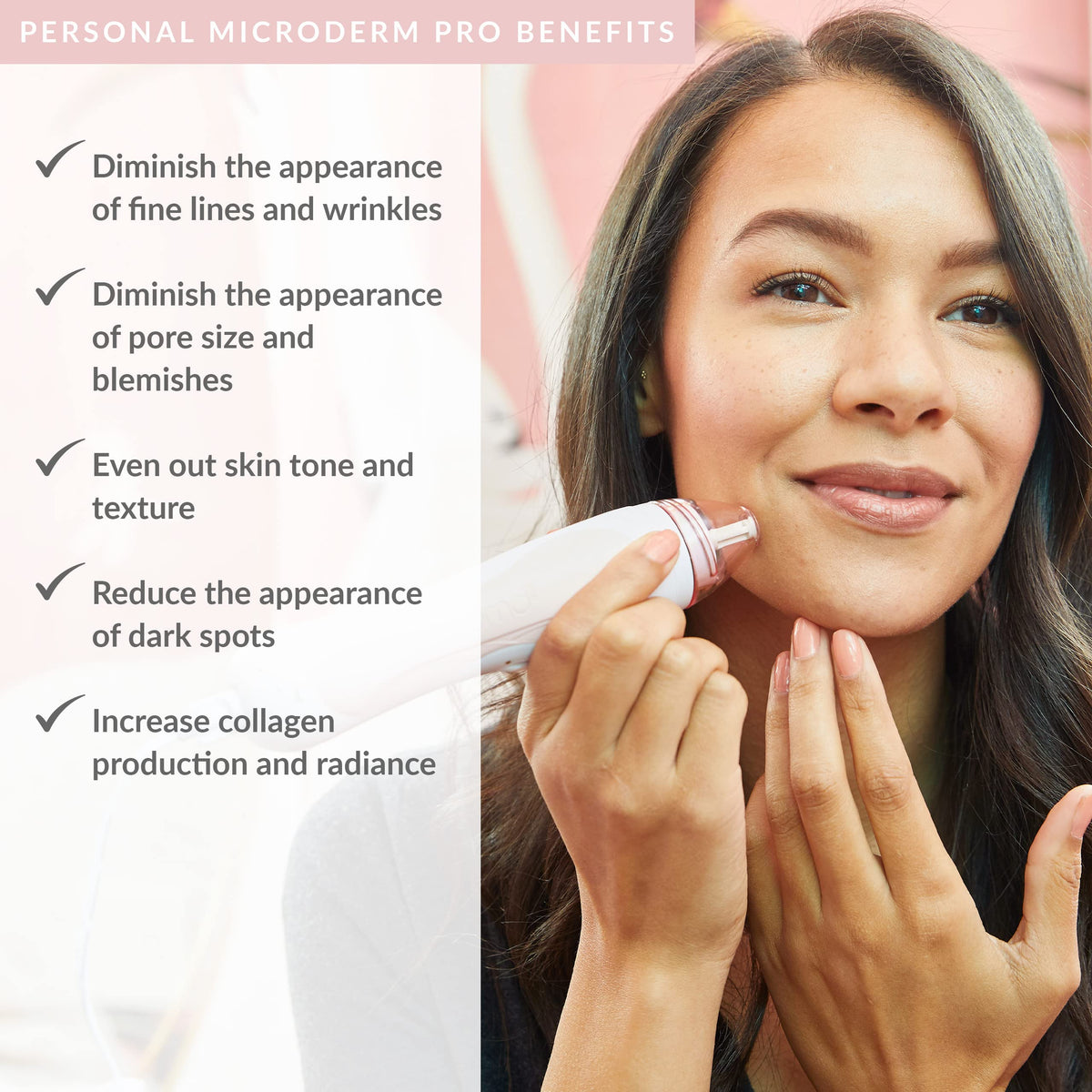 White Smoke PMD Beauty Personal Microderm Pro - At-Home Use, Facial Exfoliator Tool, Microdermabrasion Machine Kit for Face and Body Skincare