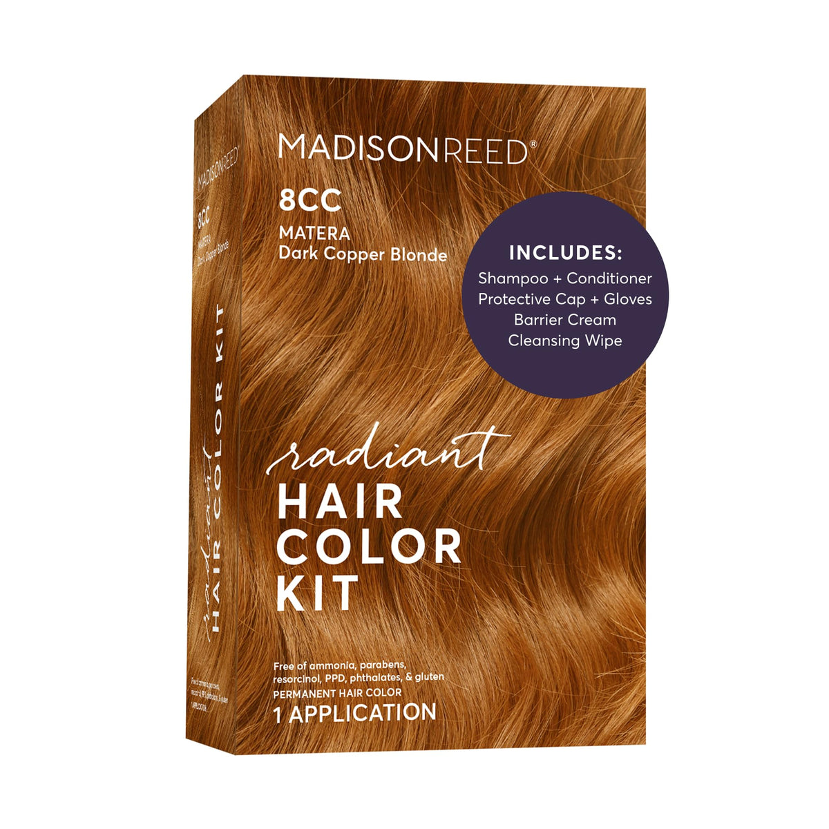 Saddle Brown Madison Reed Radiant Hair Color Kit, 8CC Dark Vivid Copper Blonde, 1 Pack