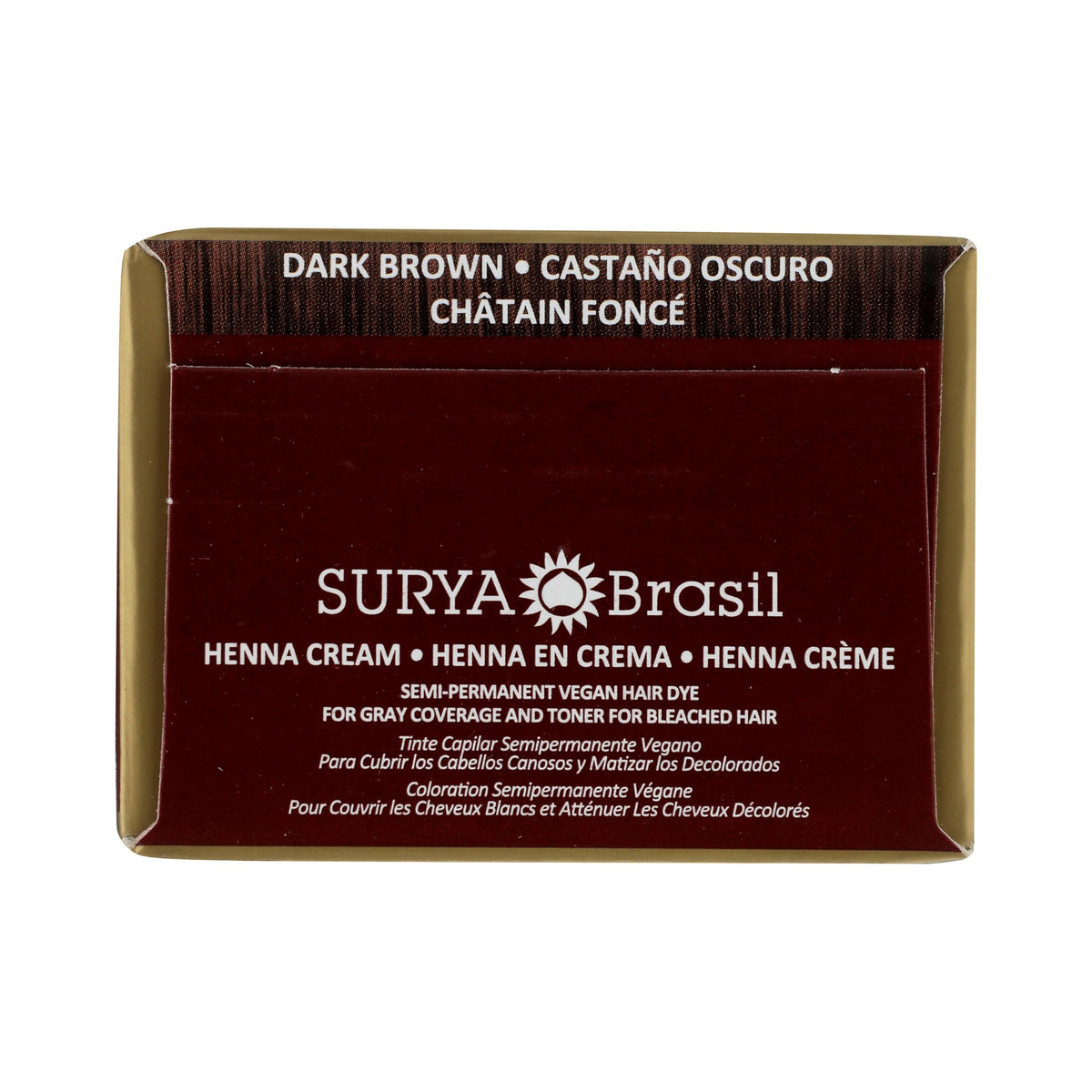 Black Surya Brasil Henna Cream Dark Brown - 96% Natural Ingredients, Vegan, Cruelty-Free, Eco-Friendly, Semi-Permanent Hair Color, Deep Hydration & Shine, 2.37 oz