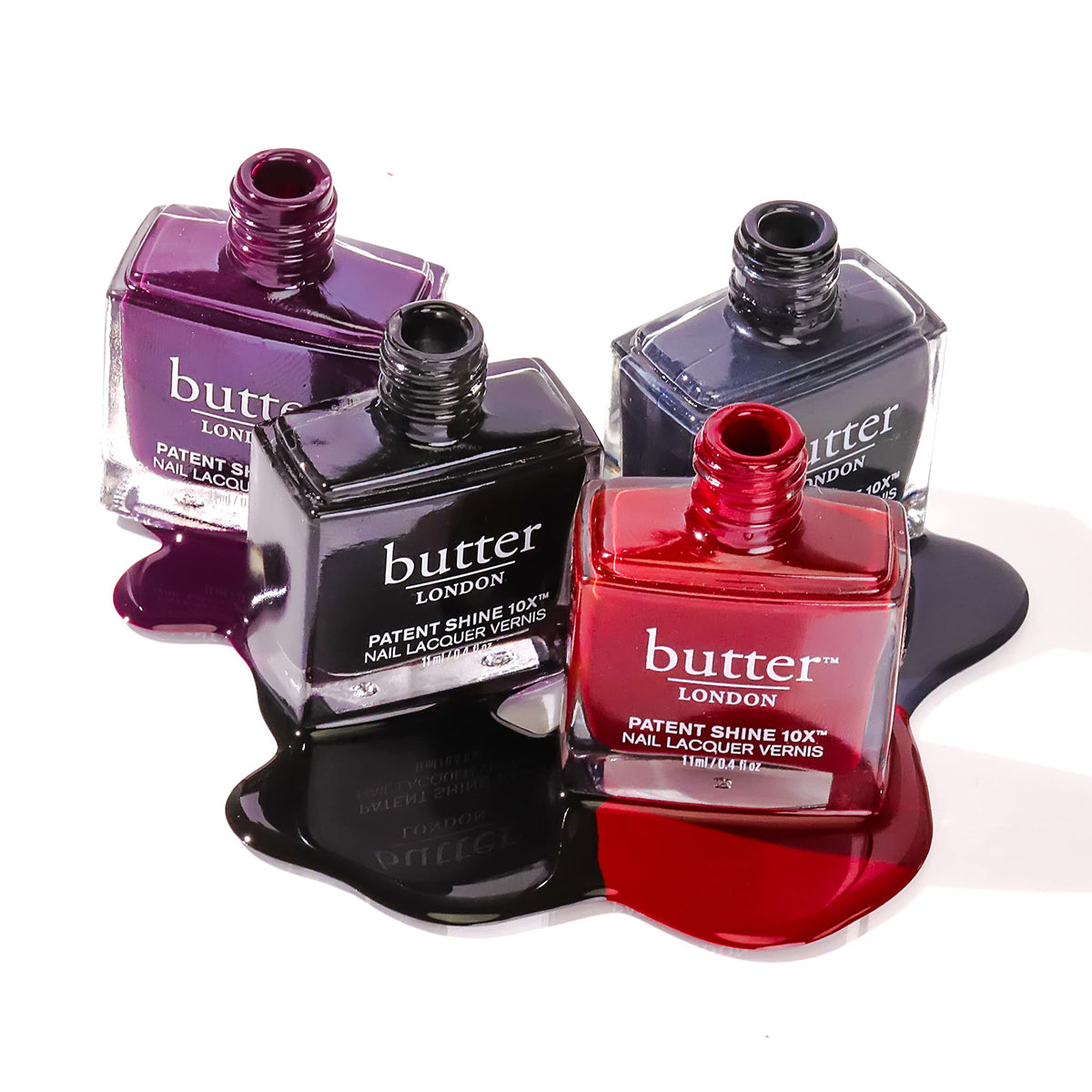 White Smoke butter LONDON Patent Shine 10X Nail Lacquer Polish, Union Jack Black (Black) - Gel-Like Finish & Chip-Resistant Nail Lacquer Helps Protect & Strengthen Nails - Non-Toxic & Cruelty-Free (0.4 Fl Oz)
