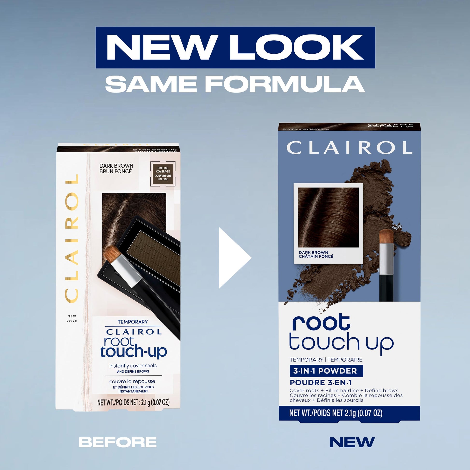 Light Steel Blue Clairol Root Touch-Up Temporary Concealing Powder, Dark Brown Hair Color | Ammonia Free | Instantly Cover Roots + Define Eyebrows | On-the-Go Compact with Mirror and Application Brush | Pack of 1