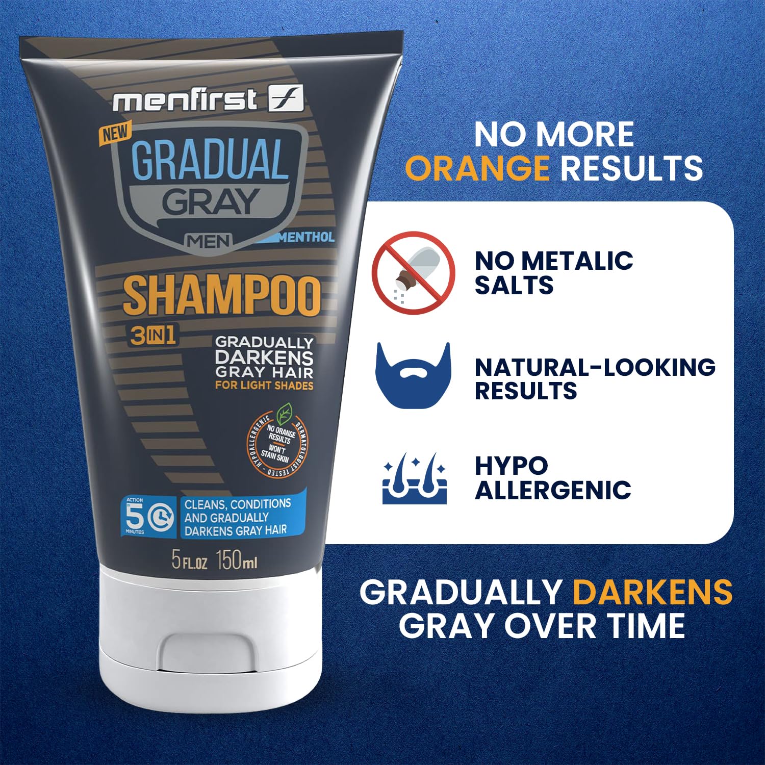 White Smoke MENFIRST Gray Reducing Shampoo for Men – Hair Darkening Shampoo, Anti Grey Hair Color Restoring Treatment, Harsh Chemical-Free - For Light Brown to Blonde Shades – 5 oz