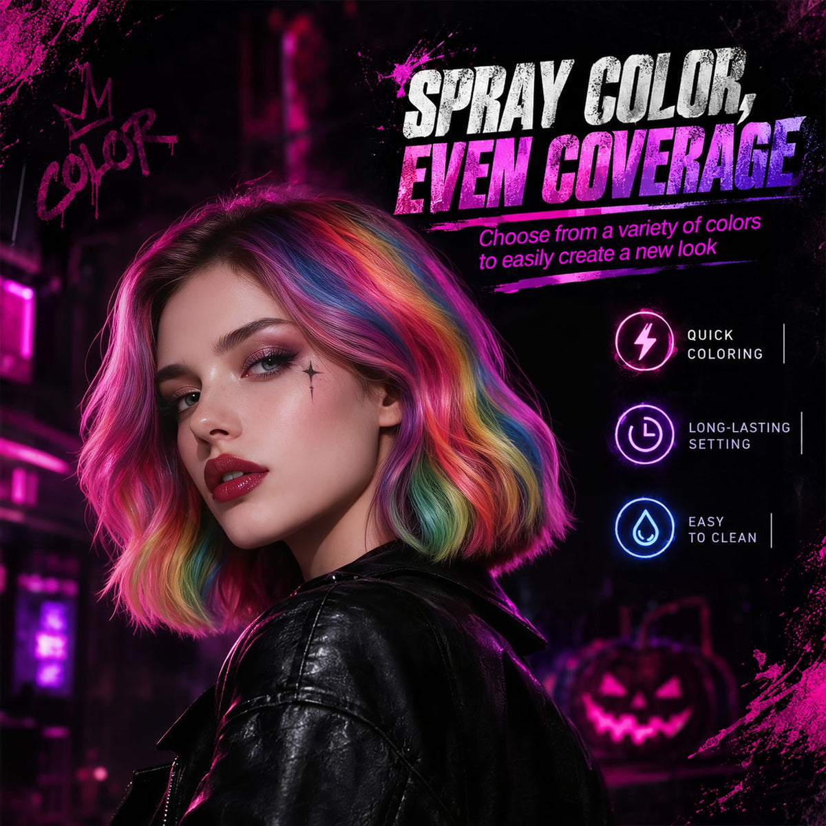 Black Waybesty Temporary Pink Hair Color Spray for Kids Women Men (Pink, 4.06Oz)