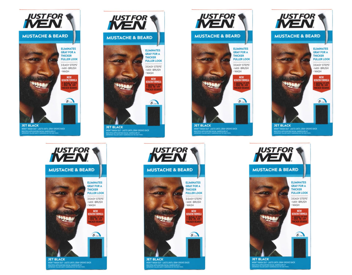 White Smoke Just For Men Color Gel Mustache, Beard & Sideburns 115 Jet Black 1 Each (Pack Of 7)