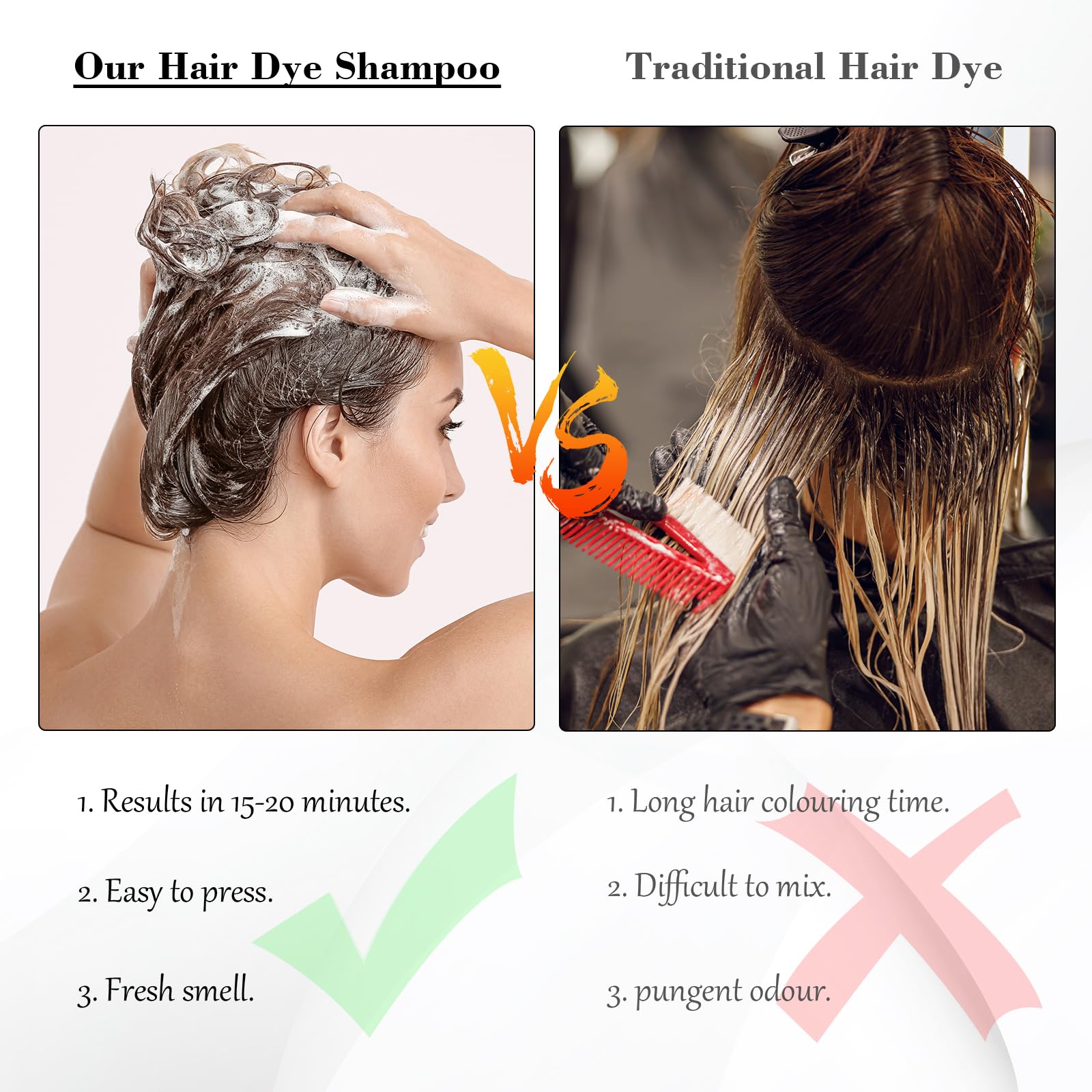 White Smoke KAISASA Dark Brown Hair Dye Shampoo 3 in 1, Hair Color Shampoo for Cover Grey Hair, Natural with Herbal Ingredient for Men and Women (Dark Brown)