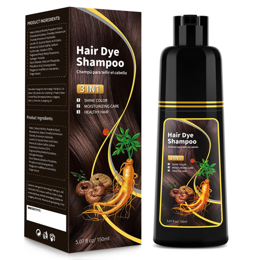 White Smoke Dark Brown Hair Dye Shampoo - Natural Nutrition for Gray Hair Coverage, 3 in 1 Shampoo for women, Semi Permanent Hair Color for Instant, Lasts 30 Days/Natural herbal Ingredients, 150 ML/5.07 OZ