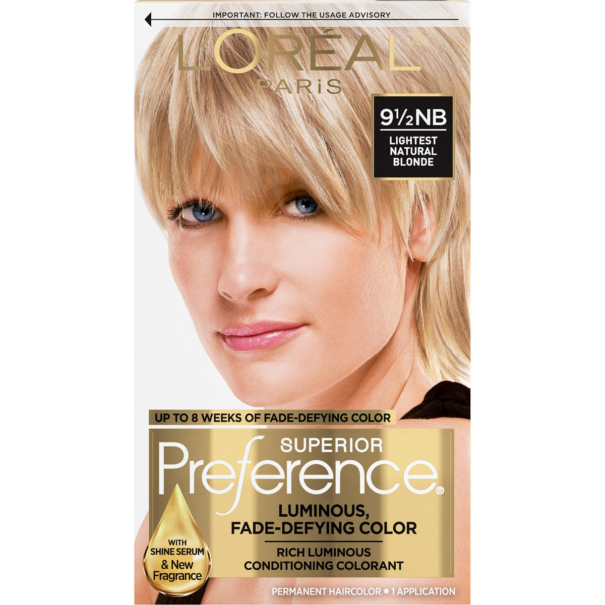 Tan L'Oreal Paris Superior Preference Fade-Defying + Shine Permanent Hair Color, 9.5NB Lightest Natural Blonde, Pack of 1, Hair Dye