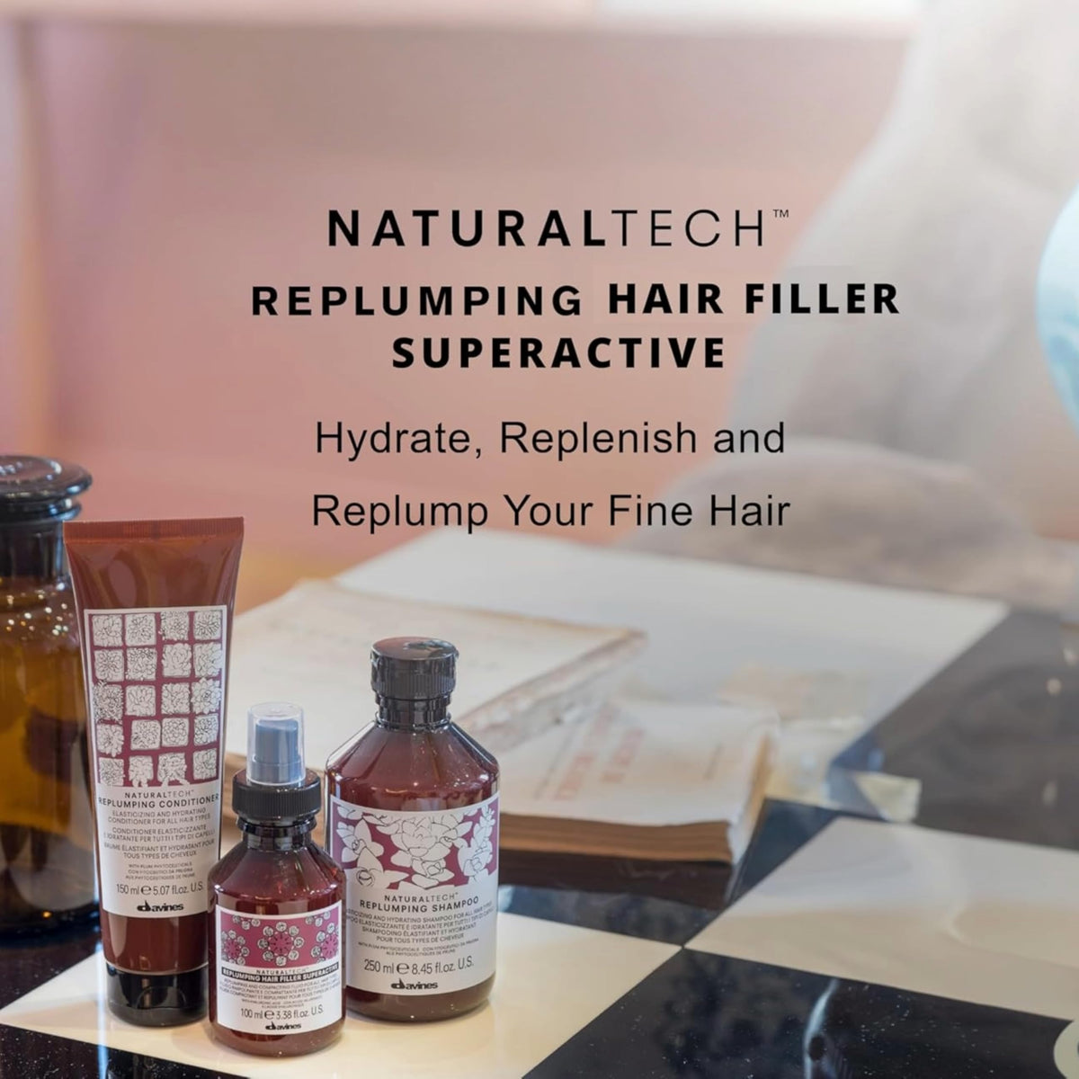 Rosy Brown Naturaltech Replumping Hair Filler Superactive, for fuller and shiny hair