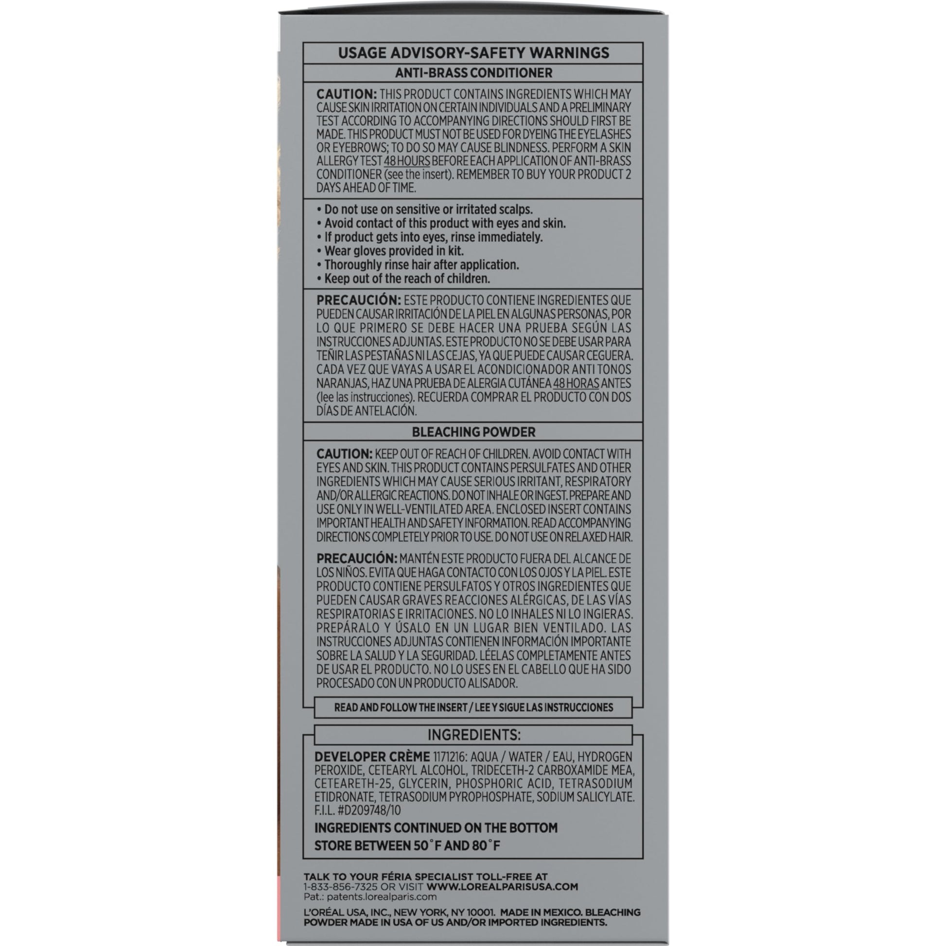 Dim Gray L’Oreal Paris Feria Platinum Bounce Bond Care Lightening System, Lifts Up To 8 Levels, Includes Anti Brass Purple Conditioner, Platinum Bounce, 1 Hair Dye Kit