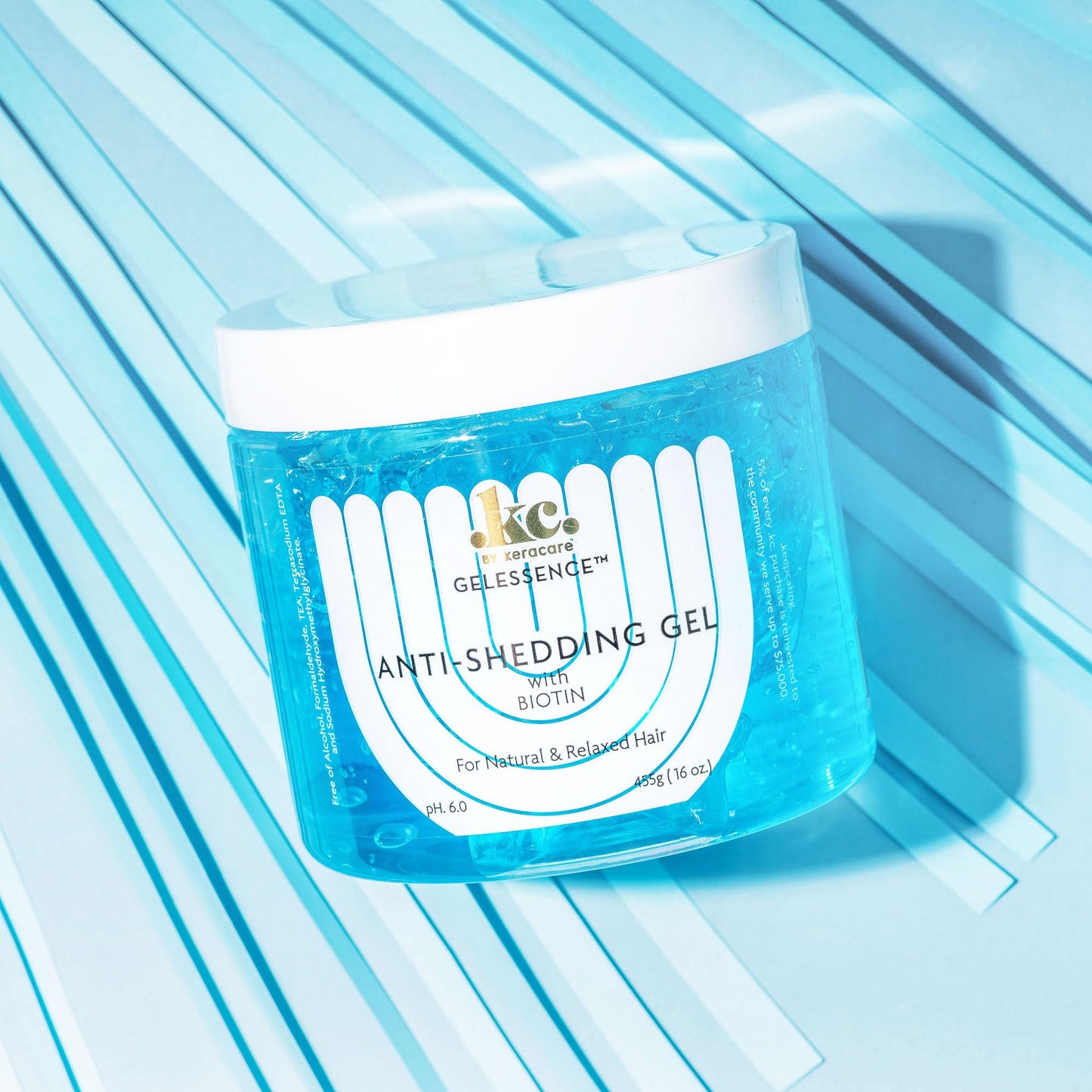 Pale Turquoise KeraCare GelEssence Anti-Shedding Gel - 16 ounce - with Biotin - Reduces Shedding and Breakage - Vegan - Flake Free - Adds Shine - Crunch Free - Nonstick Formula