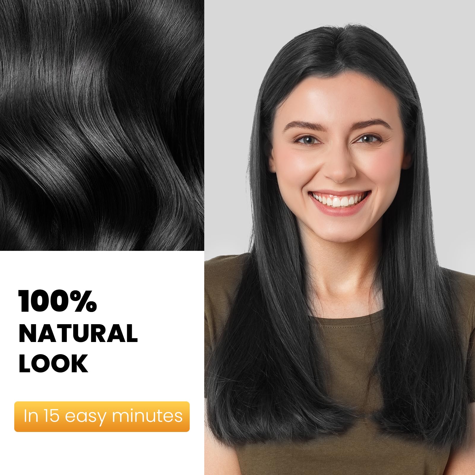 White Smoke KAISASA Black Hair Dye Shampoo 3 in 1, Hair Color Shampoo for Women and Men, Hair Dye to Cover Gray Hair, Herbal Ingredient Shampoos for Grey Hair Coverage 500ml (Black)