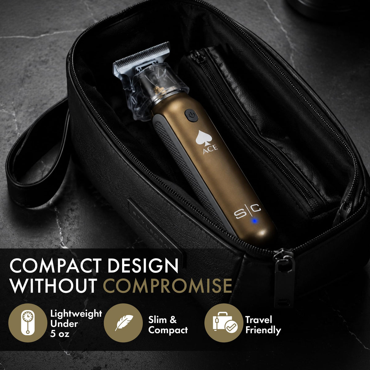 Black STYLECRAFT Ace Cordless Hair Trimmer, Slim Compact, Up to 7500 RPM Motor