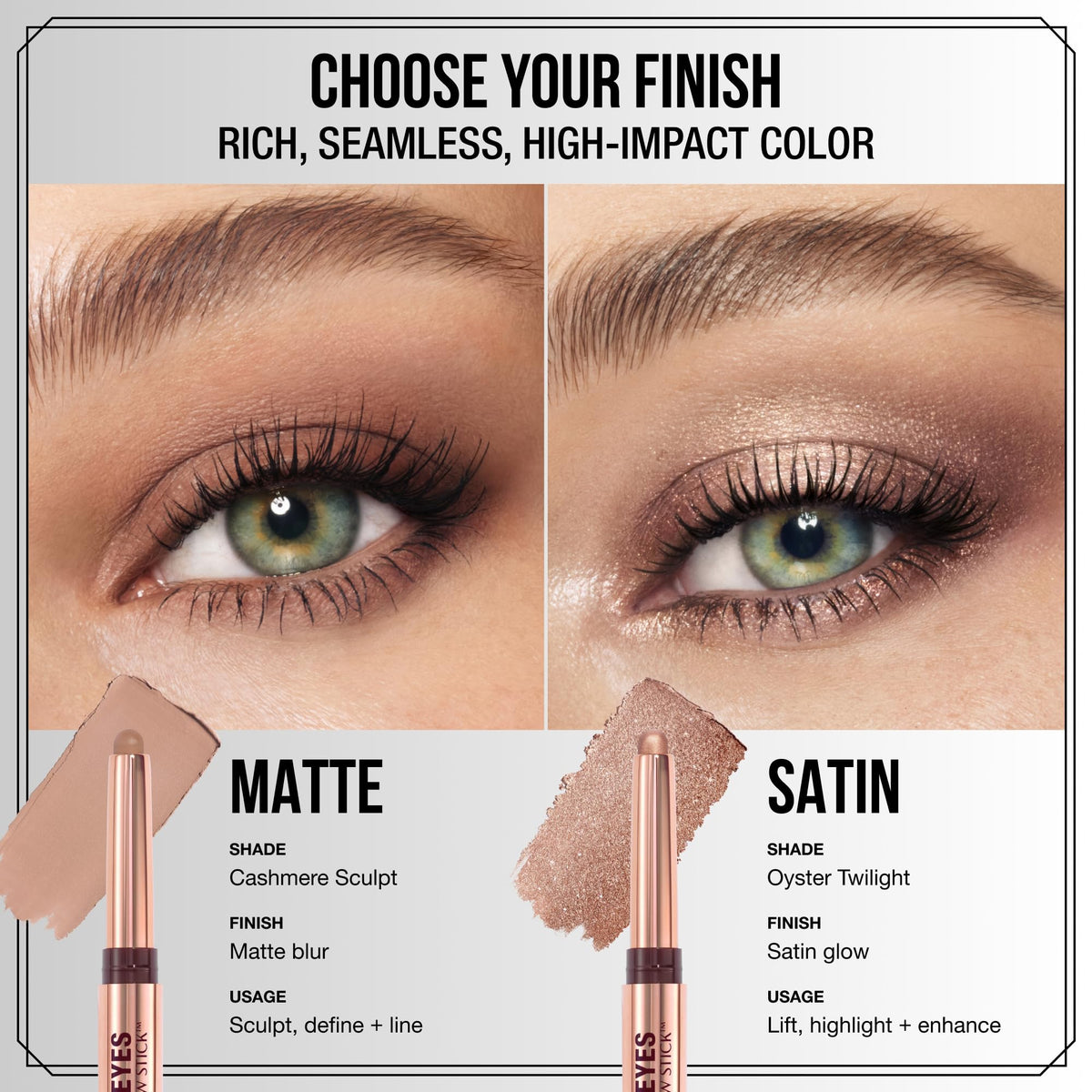 White Smoke Charlotte Tilbury Exagger-Eyes Easy Eyeshadow Stick, Blendable Cream