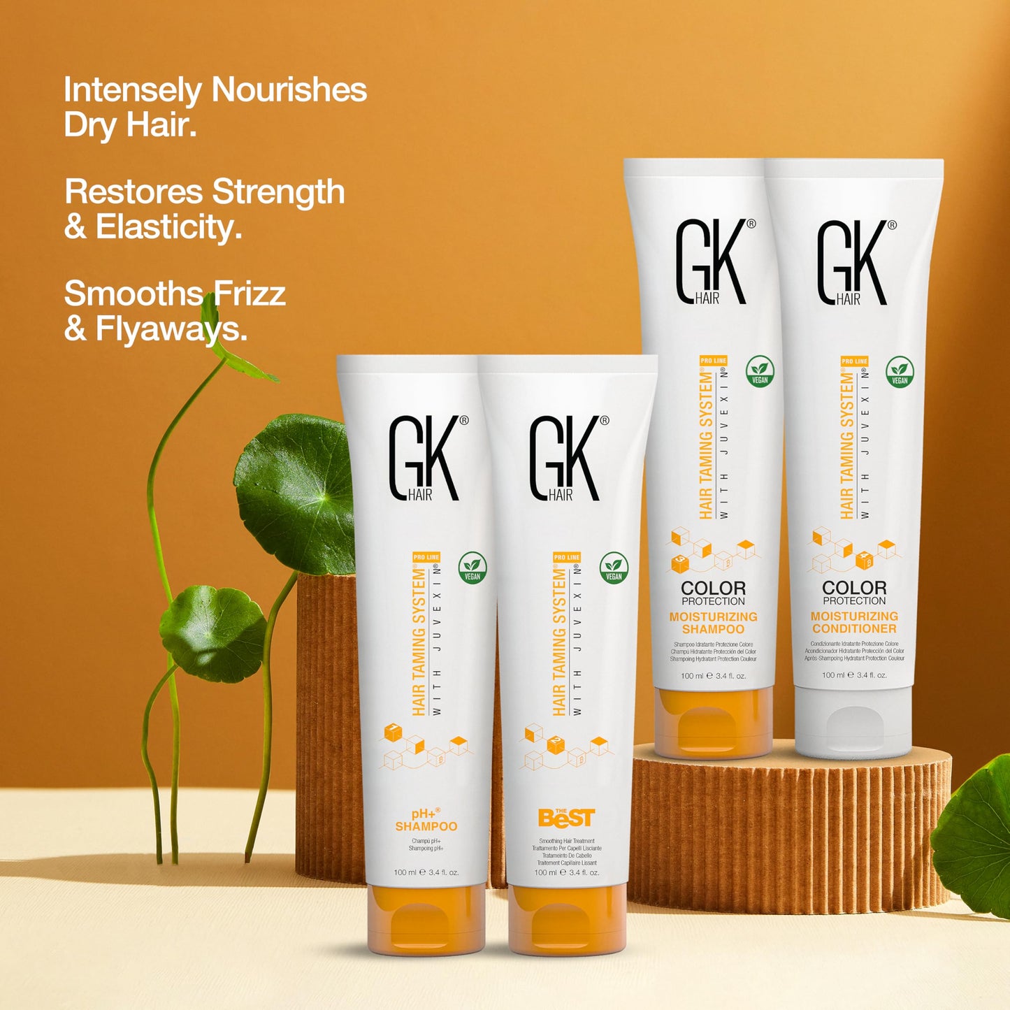 Goldenrod GK HAIR Global Keratin The Best Smoothing Keratin Treatment Kit (3.4 Fl Oz/100ml) Professional Brazilian Complex Blowout Straightening For Silky Smooth & Frizzy Hair