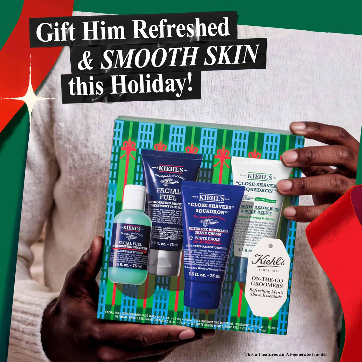 Light Gray Kiehl's Men's Shave Bundle Gift Set