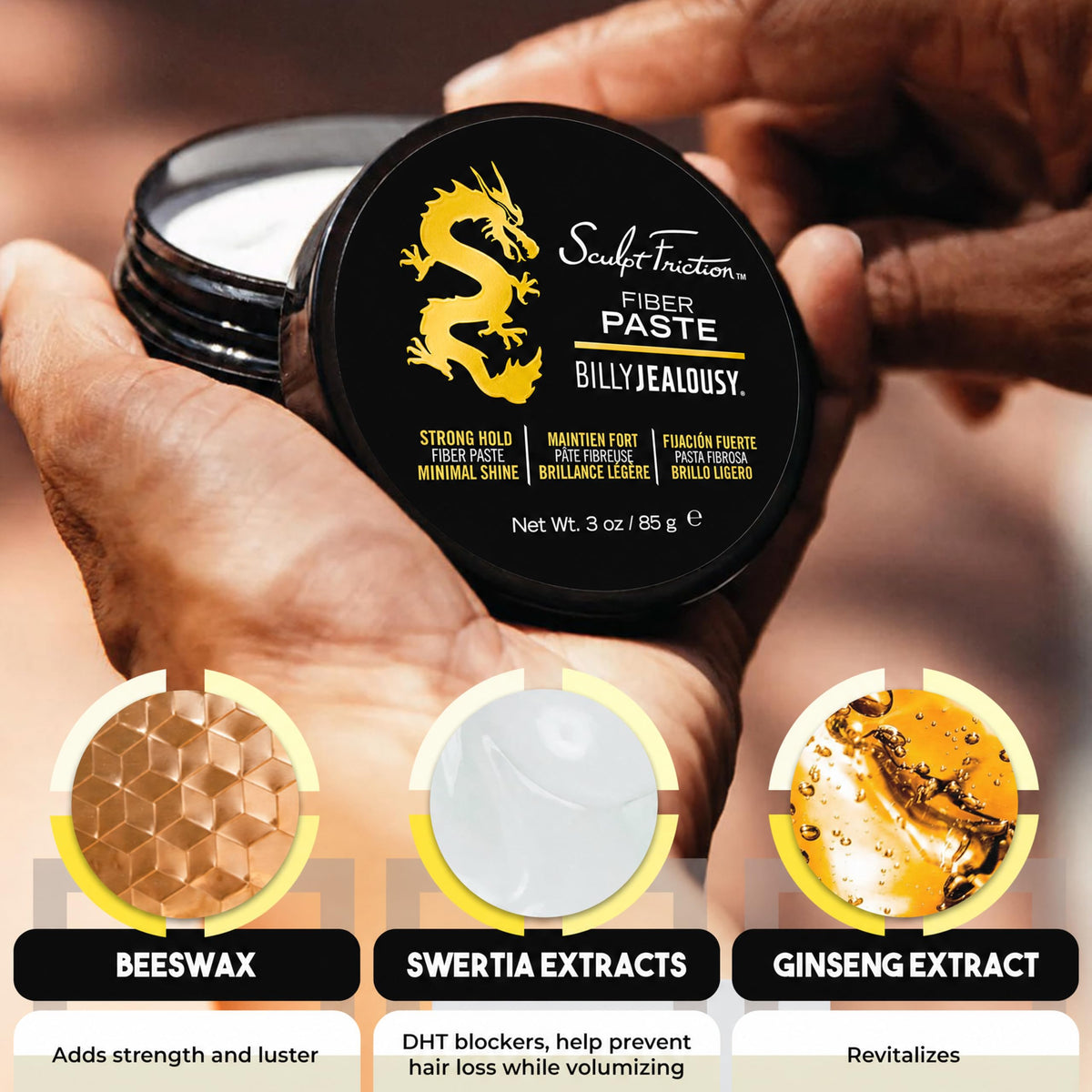 Black Billy Jealousy Sculpt Friction Fiber Paste, 3 oz