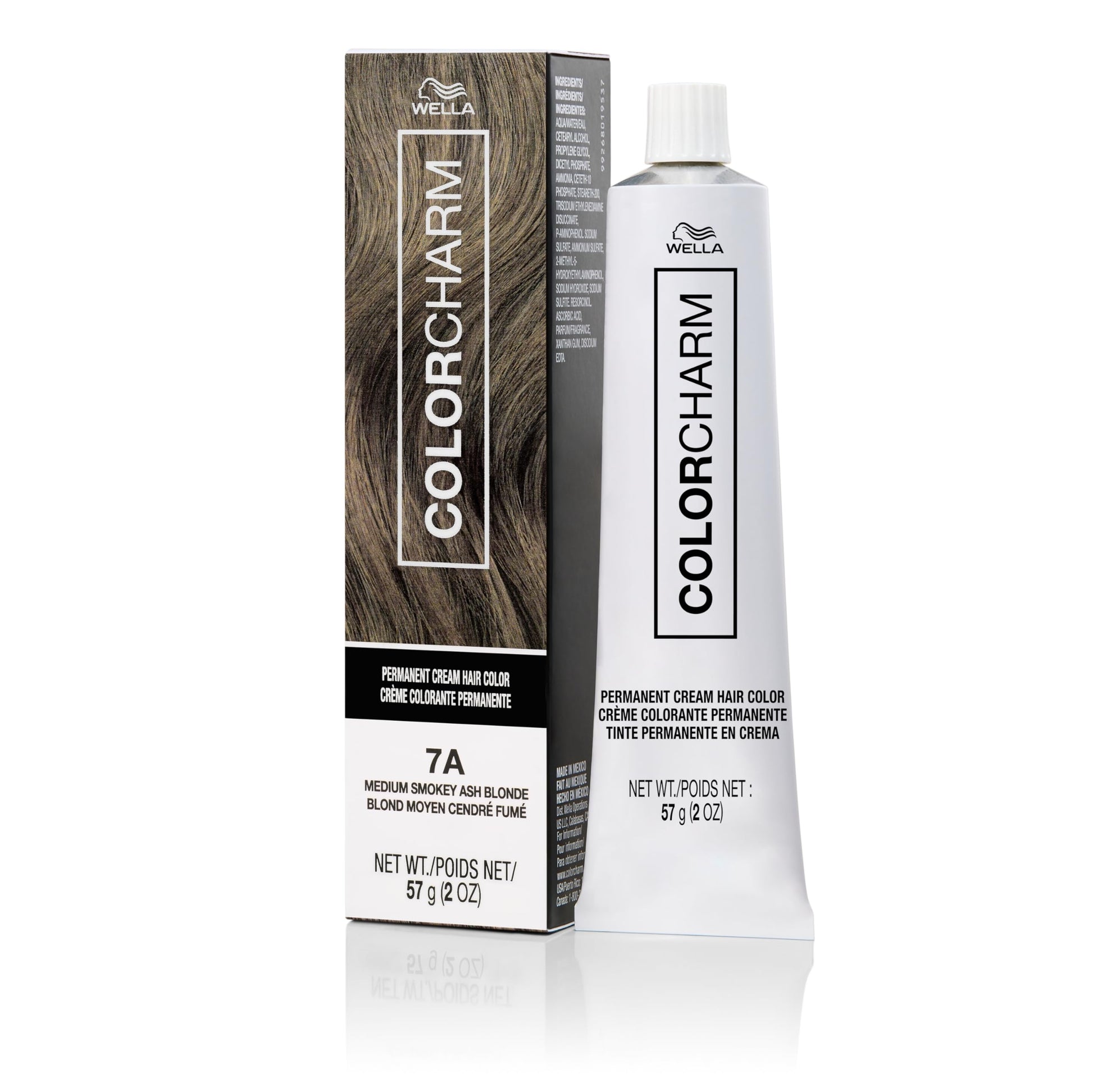 Lavender COLORCHARM Permanent Cream Hair Color, 7A Medium Smokey Ash Blonde, 2 oz.
