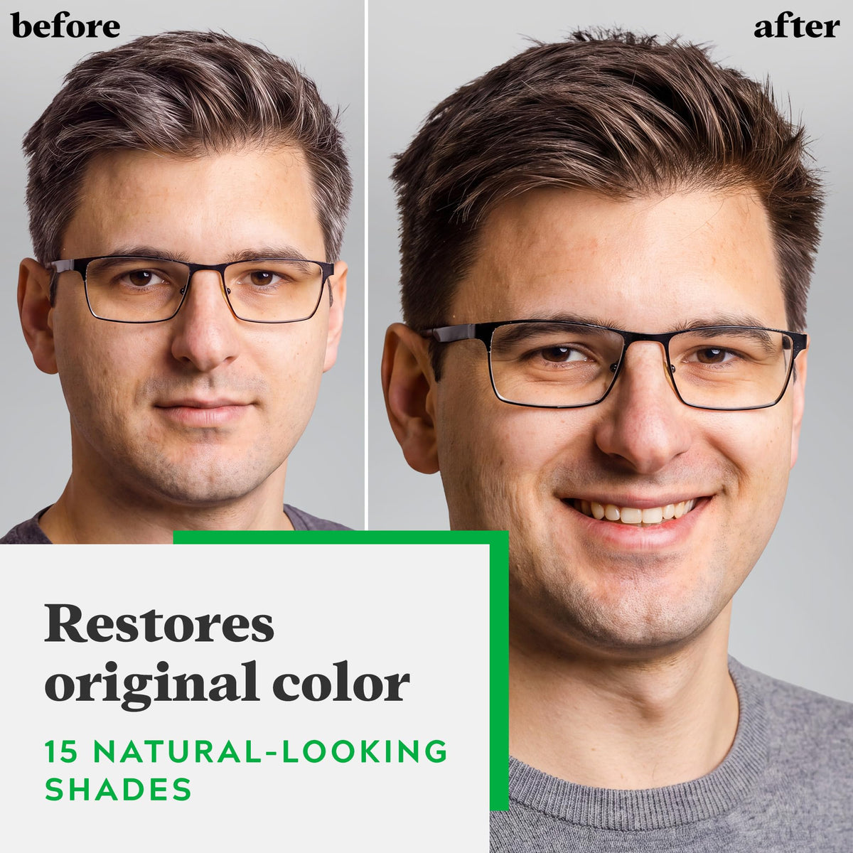 Gray JUST FOR MEN Shampoo-In Color, Hair Color, Medium Brown H-35 (1 Pack)