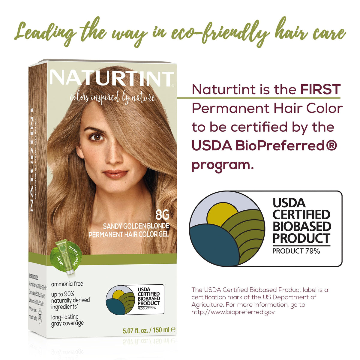 White Smoke Naturtint 8G Sandy Golden Blonde Permanent Hair Color (Pack of 6), Ammonia Free, Vegan, Cruelty Free, up to 100% Gray Coverage, Long Lasting Results (Packaging may vary)