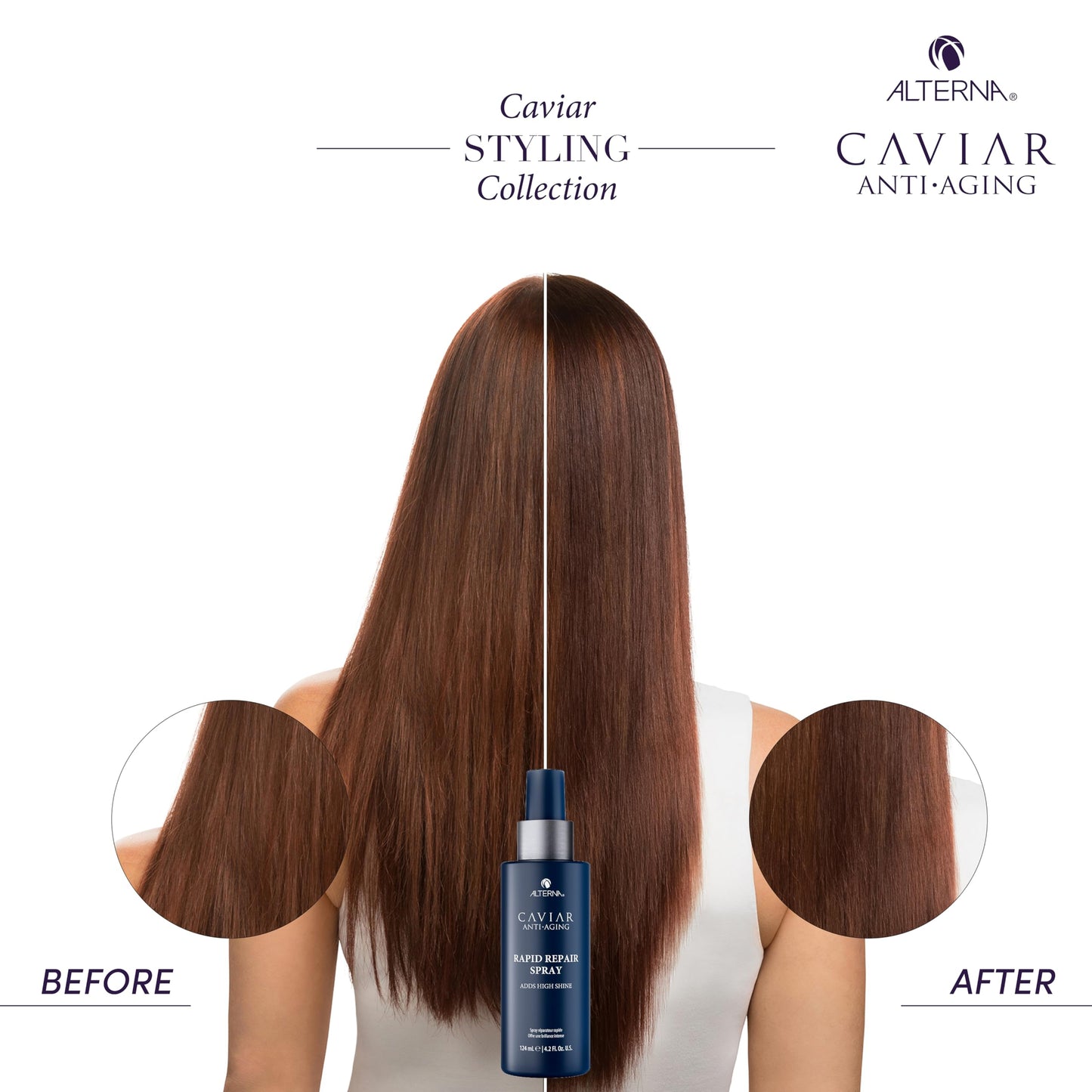 White Smoke Alterna Haircare CAVIAR Anti-Aging Rapid Repair Spray 4.2 Fl Oz | Instant Shine and Humidity Protection Spray for Hair | Sulfate Free