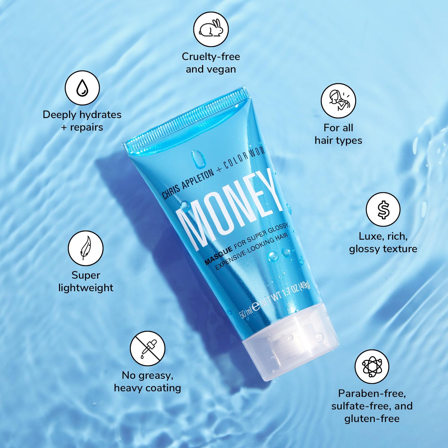 Light Blue COLOR WOW Money Masque 1.7 Fl Oz – Deep Hydrating Conditioning Treatment by Celebrity Stylist Chris Appleton, Vegan Formula