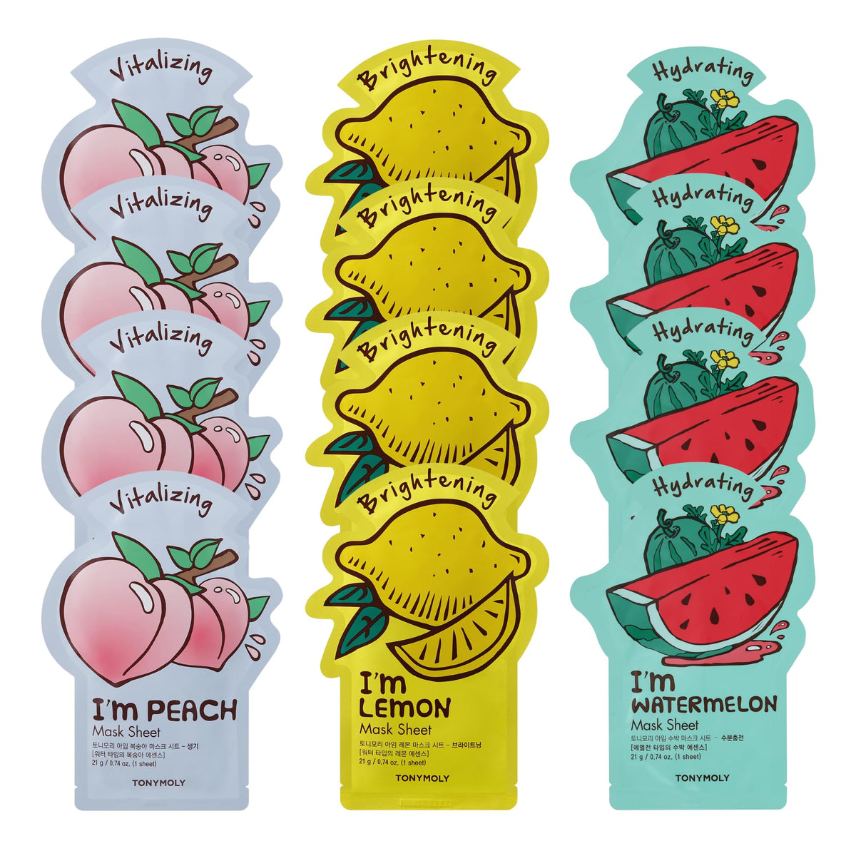 White Smoke TONYMOLY Bright & Juicy 12-Pack Masks - Vitamin C, Antioxidant Formula