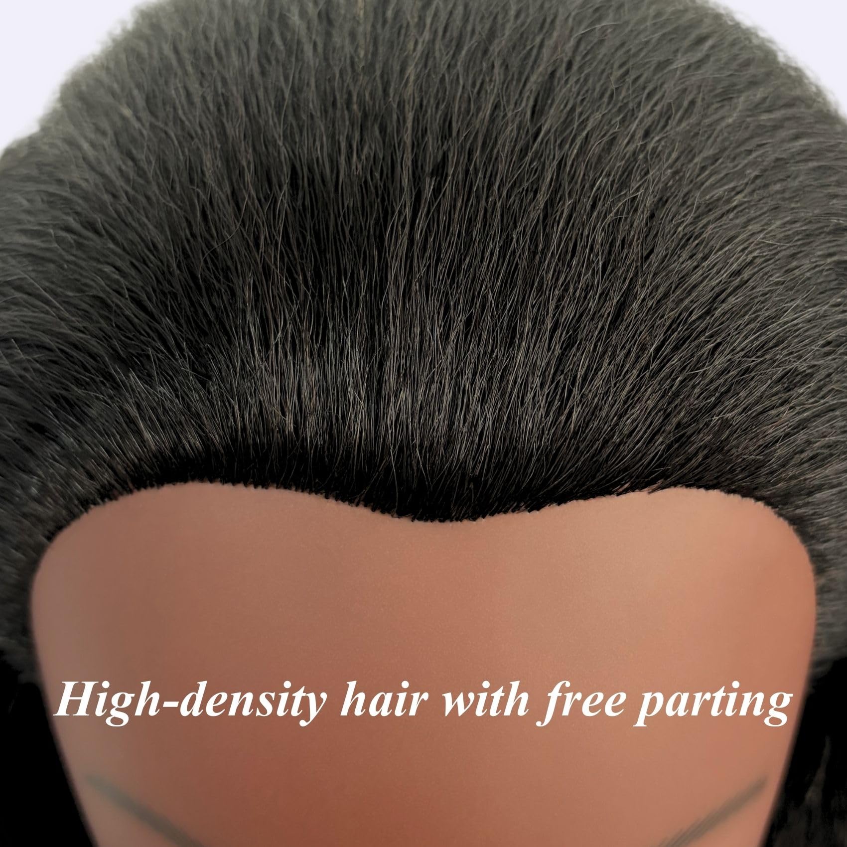 Dark Slate Gray 16" Black Mannequin Head for Braiding Practice, Mannequin Head with 100% Real Hair Cosmetology Training Doll Head for Hair Styling Kids