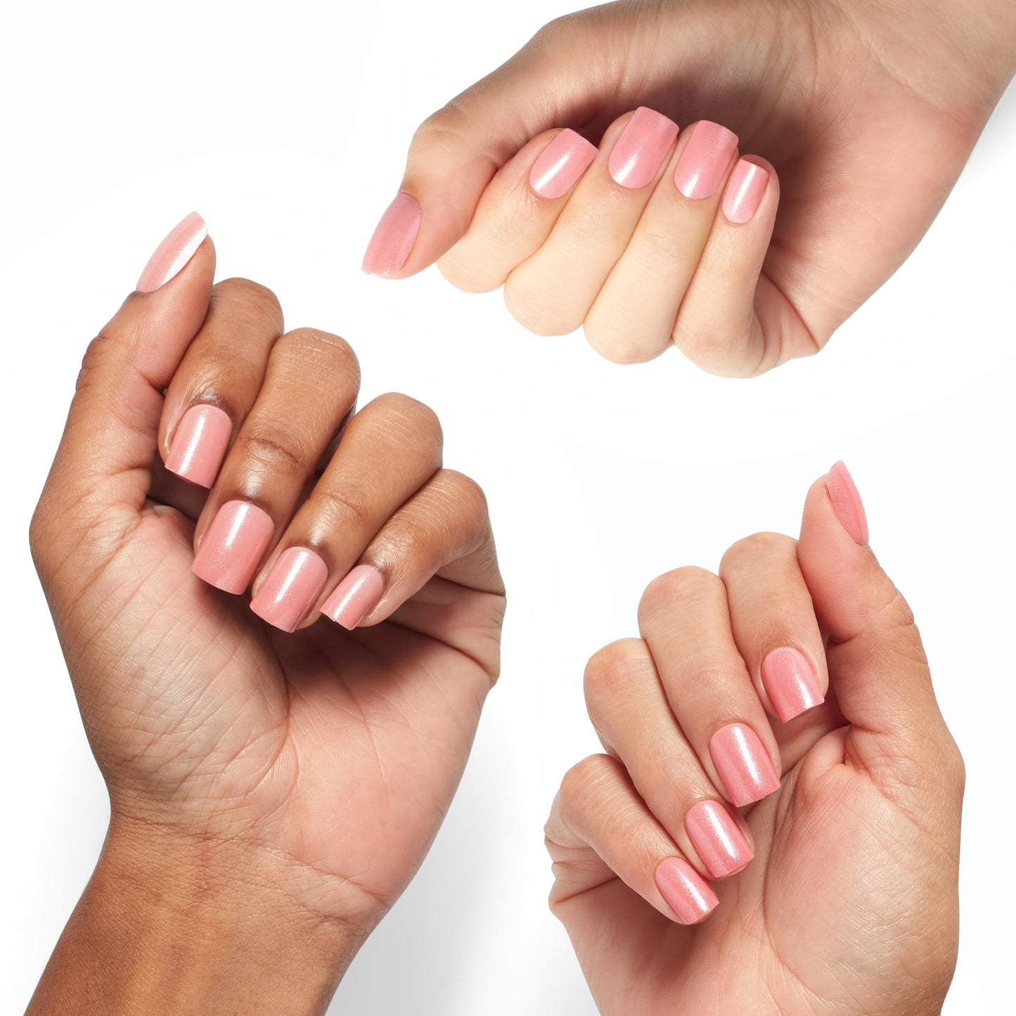 White Smoke OPI On Point Princesses Rule! | Short Squoval Pink Shimmer Press On Nails | 30 Count with Nail Glue | Long Lasting, Reusable, Non-damaging