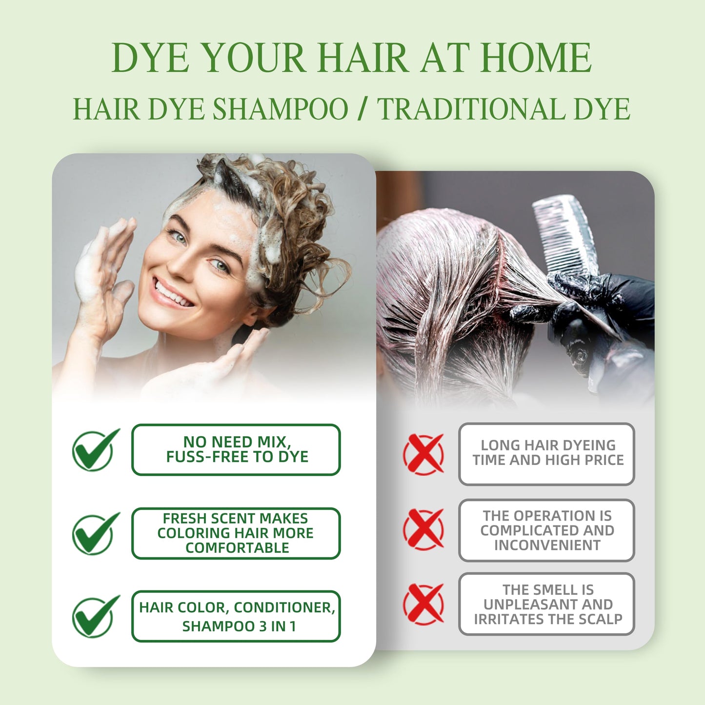 White Smoke SHIHUANUO Hair Dye Shampoo 3 in 1 for Gray Hair Coverage, Herbal Ingredients Natural Shampoo Hair Dye for Women & Men/PDD-Free 520m（Brown）