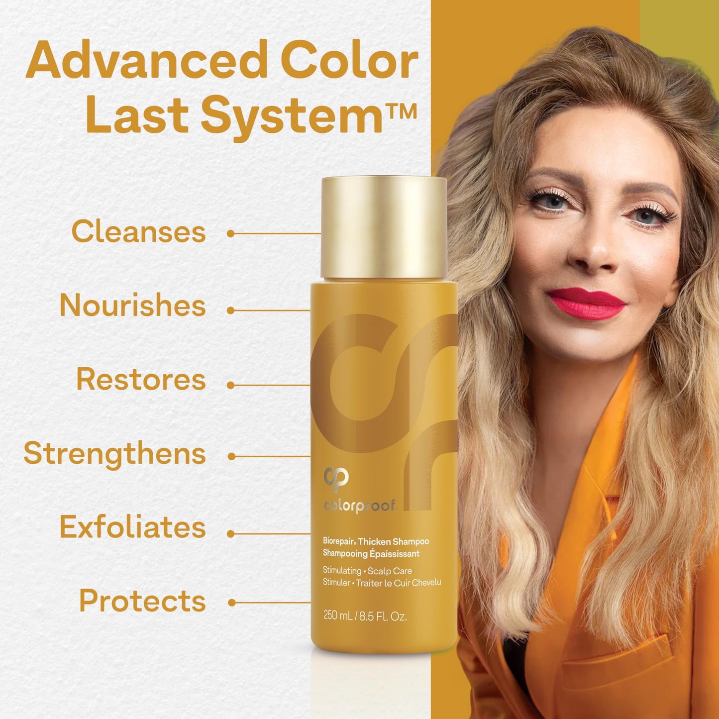 Seashell Colorproof Biorepair Thicken Shampoo for Thinning Color-Treated Hair, Nourishes & Stimulates Hair & Scalp, Thicker, Fuller Looking Hair, Sulfate-Free, Vegan