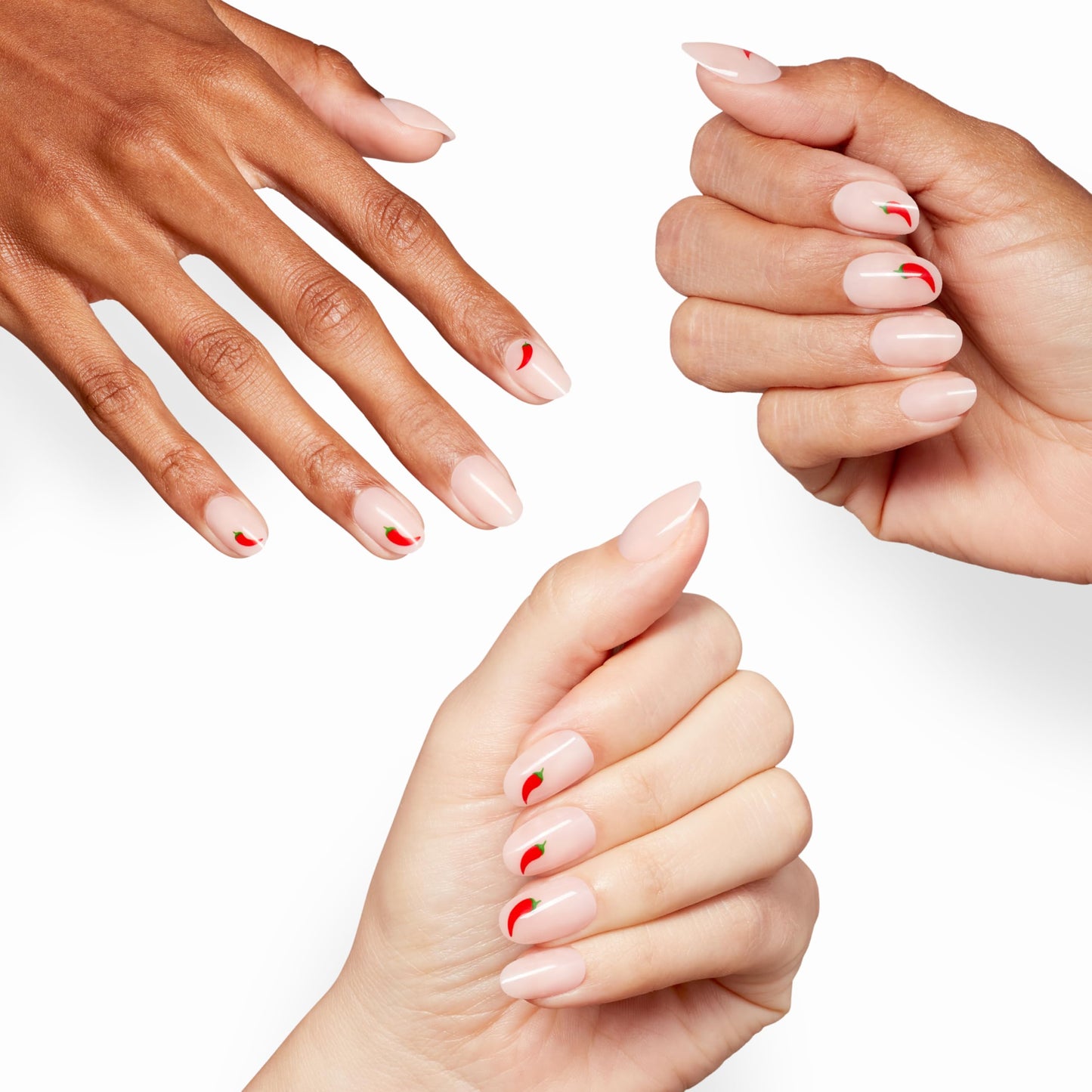 White Smoke OPI Sticking Point Red Hot Stunner | Short Round Opaque Warm Neutral with Chili Pepper Nail Art Instant No Glue Press On Nails | 30 Count with Adhesive Tabs | Damage-Free Wear | Spring 2026