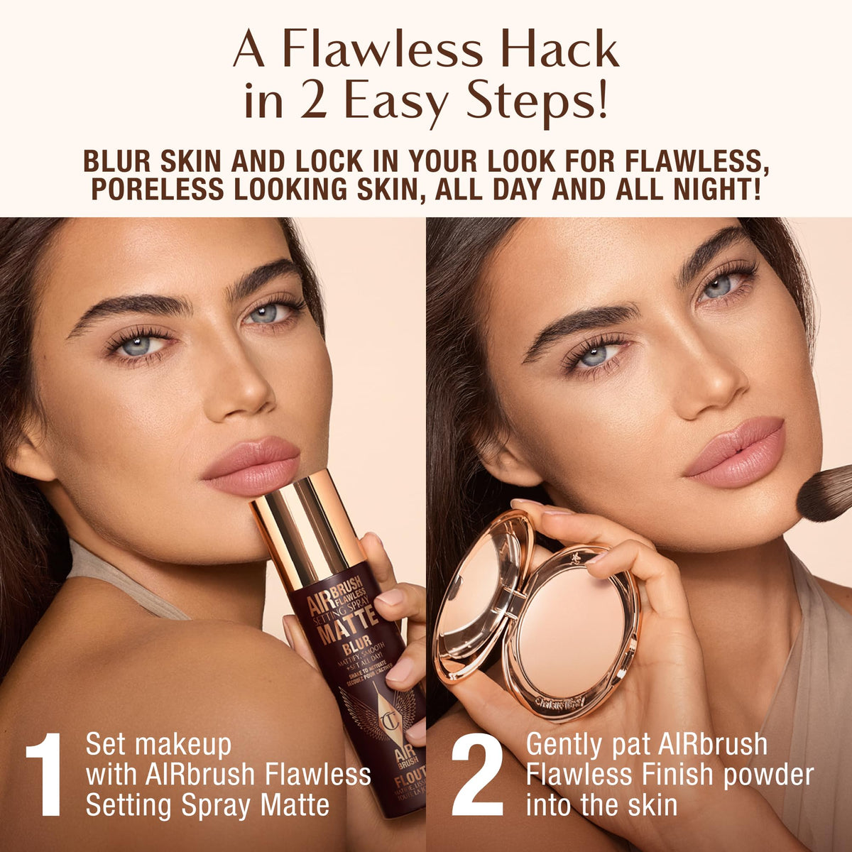 White Smoke Charlotte Tilbury Airbrush Flawless Matte Setting Spray – Ulta-Fine Mist to Prime & Set Makeup Up to 16Hr – Oil and Shine Control with Blurring Matte Finish, Humidity & Waterproof