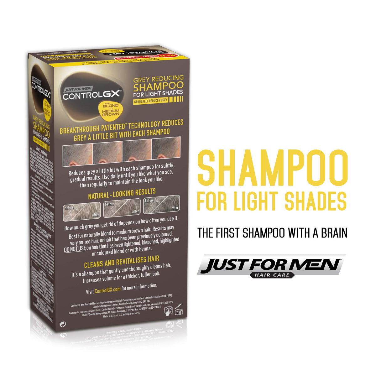 White Smoke Just for Men Control GX Grey Reducing Shampoo For Lighter Shades