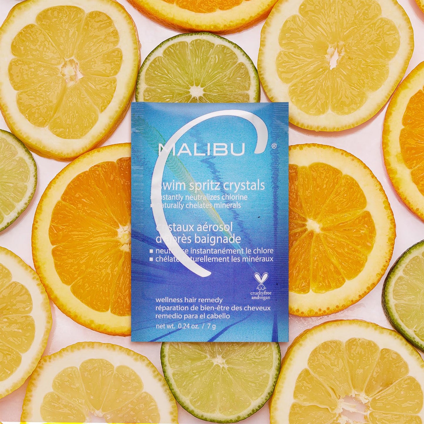 Dark Khaki Malibu C Swim Spritz Crystals (1 Packet) - Contains Vitamin C to Eliminate Chlorine from Skin & Hair Post Swim - Non-Irritating Chlorine Neutralizer for Hair + Skin