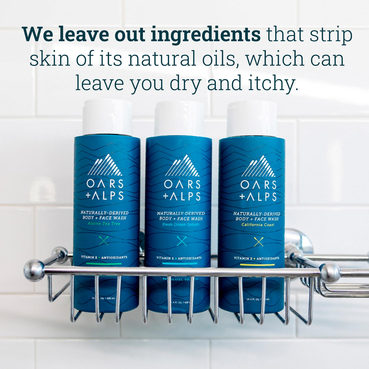 Lavender Oars + Alps Men's Moisturizing Body and Face Wash, Skin Care Infused with Vitamin E and Antioxidants, Sulfate Free, California Coast, 1 Pack